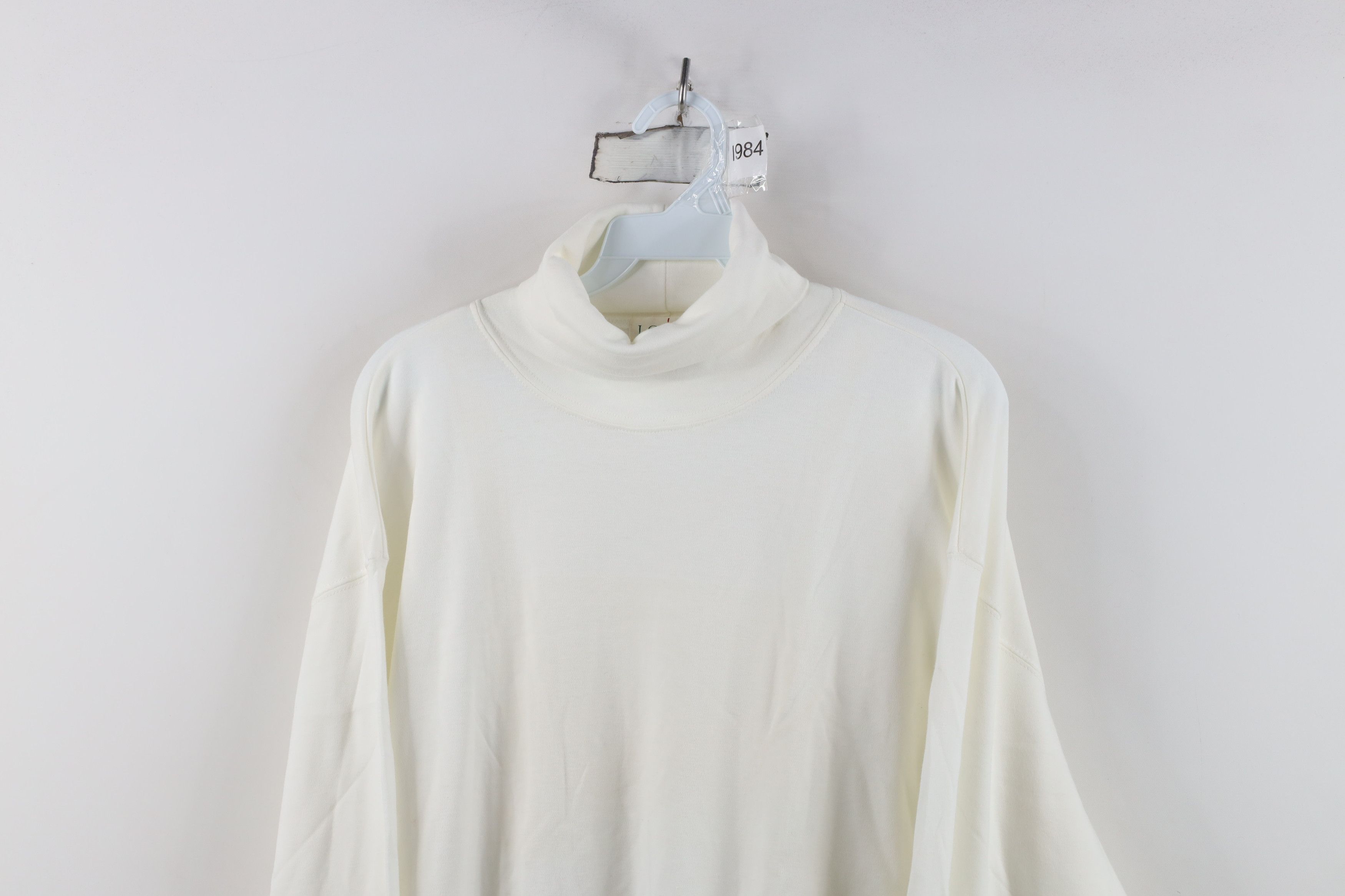 J.Crew Vintage 90s J Crew Soft Cotton Knit Turtleneck T-Shirt White Size US XL / EU 56 / 4 - 2 Thumbnail