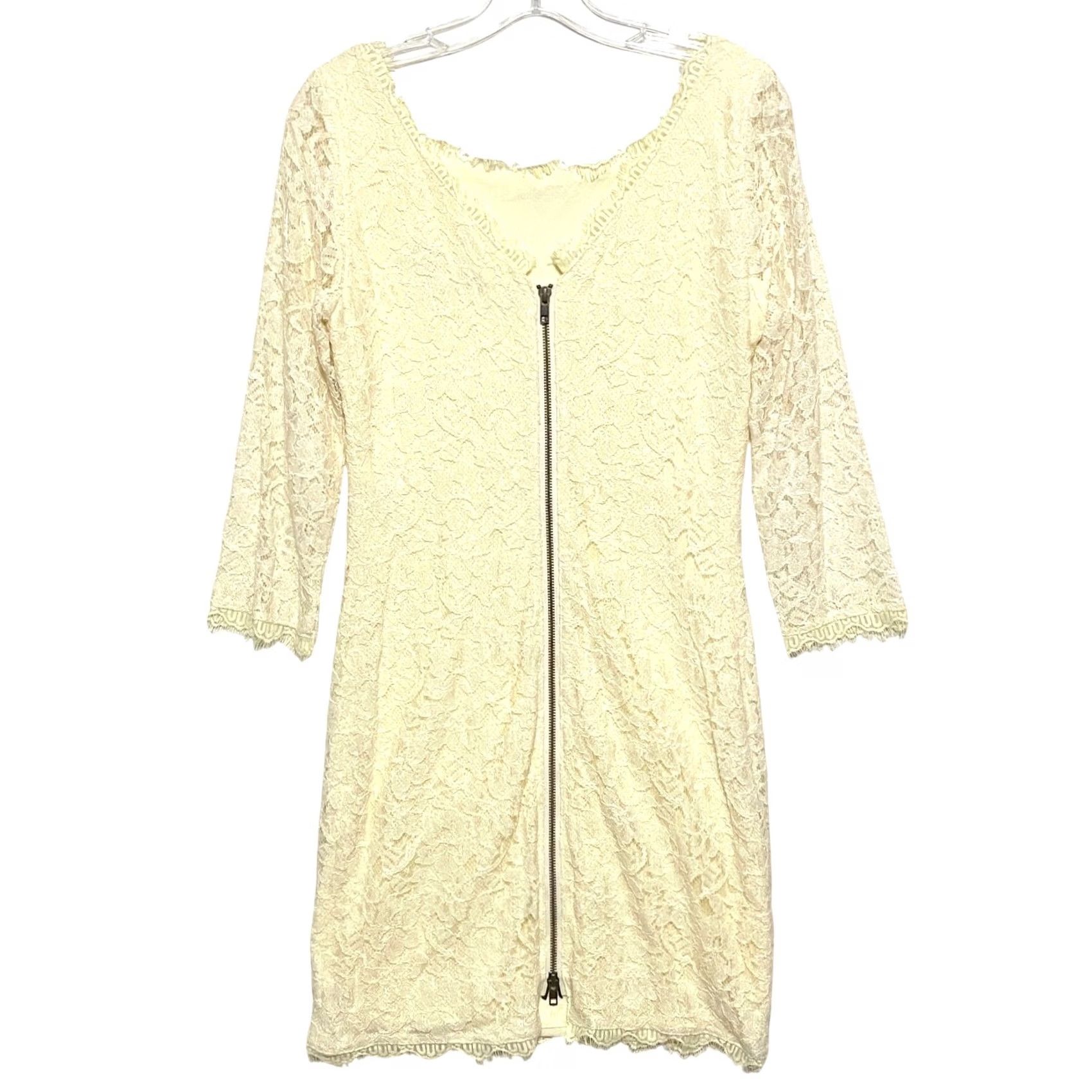 Diane von Furstenberg Diane von Furstenberg Zarita Cream Lace Shift Dress 8 Sheer Elegant Fairy Glam Dress Size M / US 6-8 / IT 42-44 - 2 Thumbnail