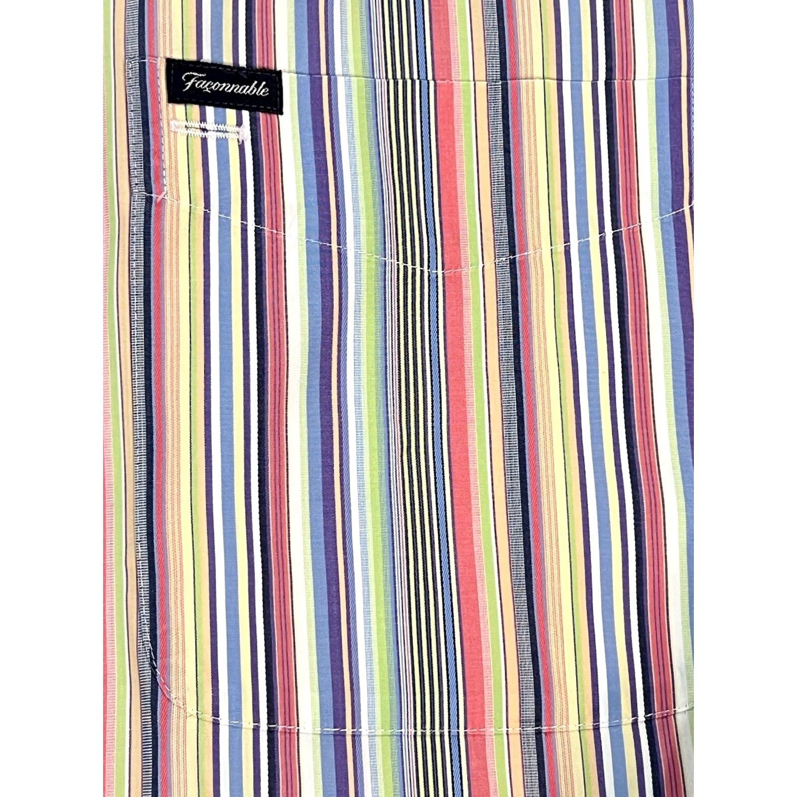 Faconnable Façonnable Shirt Mens Large Striped Colorful Pocket Button-Down Collar Long Sleeve Casual Dress Shirt Mens Size US L / EU 52-54 / 3 - 5 Thumbnail