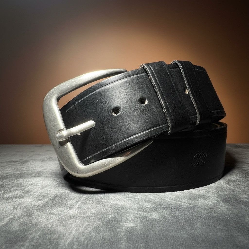 Ann Demeulemeester Super Chunky Black Leather Belt with Silver Buckle Size ONE SIZE - 3 Thumbnail