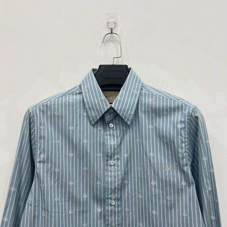 Gucci Gucci Size15+ Blue logo full-print striped long-sleeved shi Size US XS / EU 42 / 0 - 3 Thumbnail