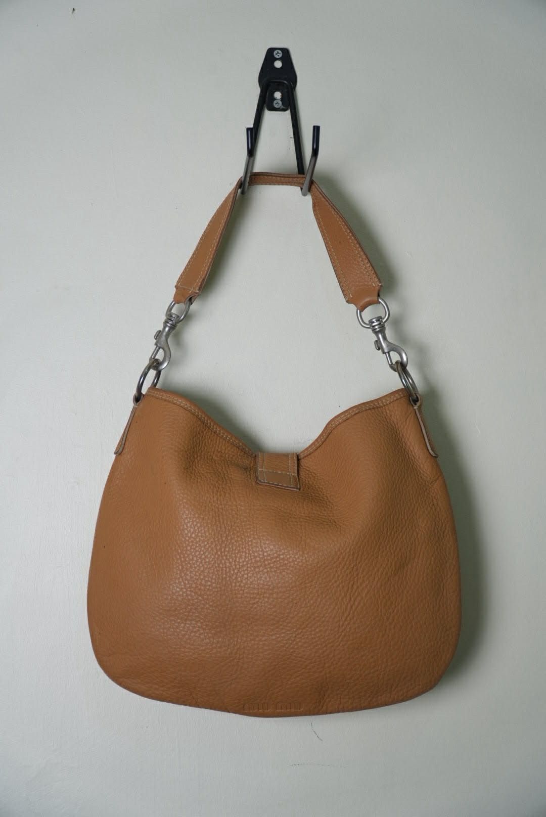 Miu Miu Miu Miu Prada Brown Grained Leather Hobo Shoulder Bag Size ONE SIZE - 2 Thumbnail