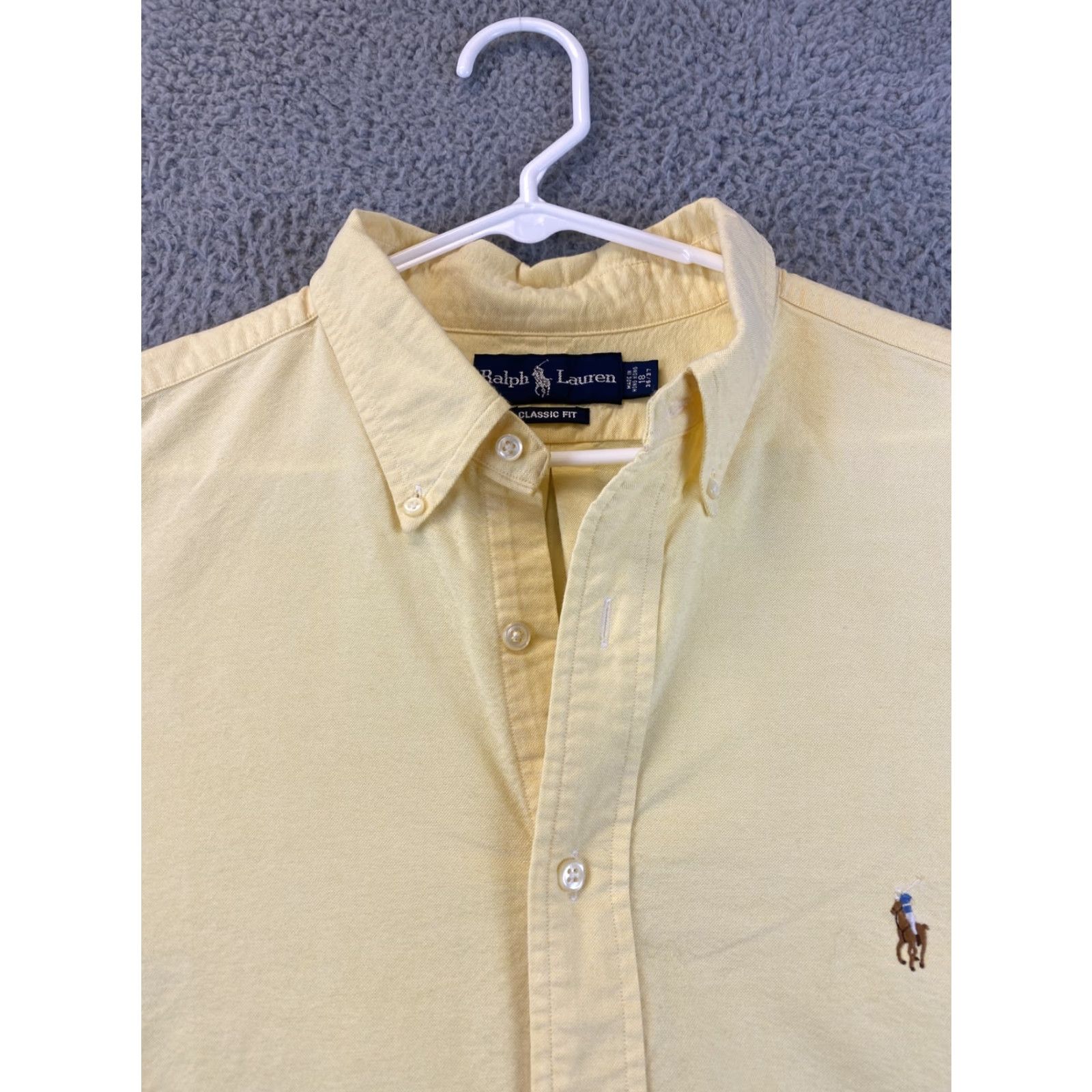Ralph Lauren VINTAGE Lauren Ralph Lauren Dress Shirt Shirt Men 18 36/37 Long Sleeve Yellow Classic Fit 100% Cotton Mens 75-26 Size 48R - 3 Thumbnail