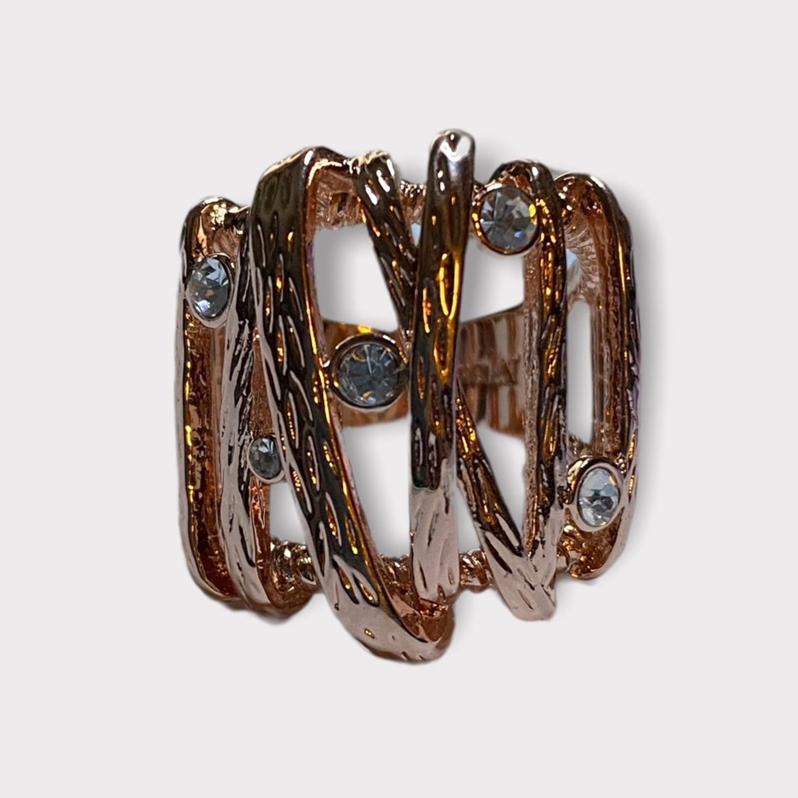 Other Ornate Rose Gold Diamond Cage Ring Size 8 18KRGP Size ONE SIZE - 1 Thumbnail