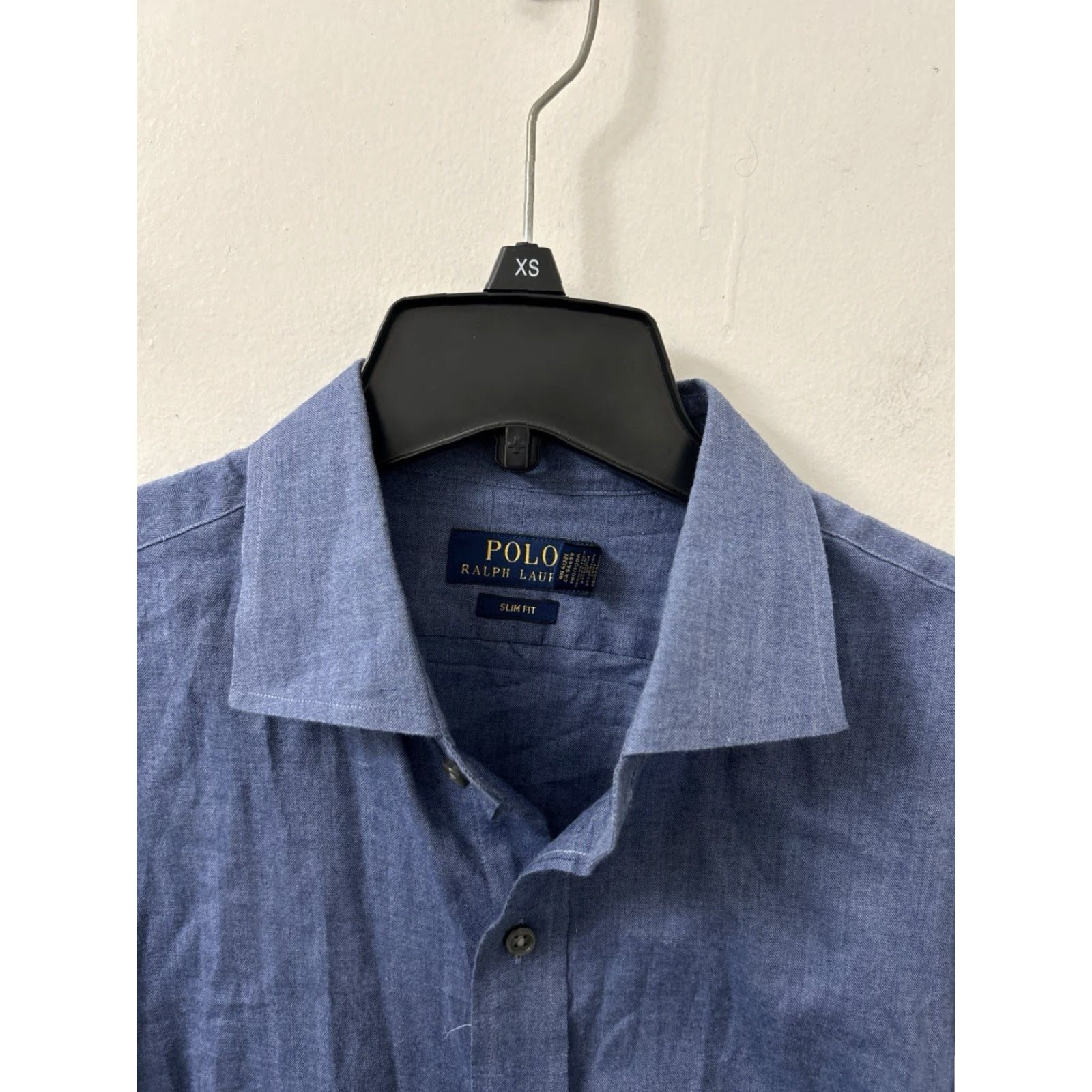 Polo Ralph Lauren Polo Ralph Lauren Shirt Mens 16.5 Blue Herringbone Slim Fit Button Up L/S Size US XL / EU 56 / 4 - 6 Thumbnail