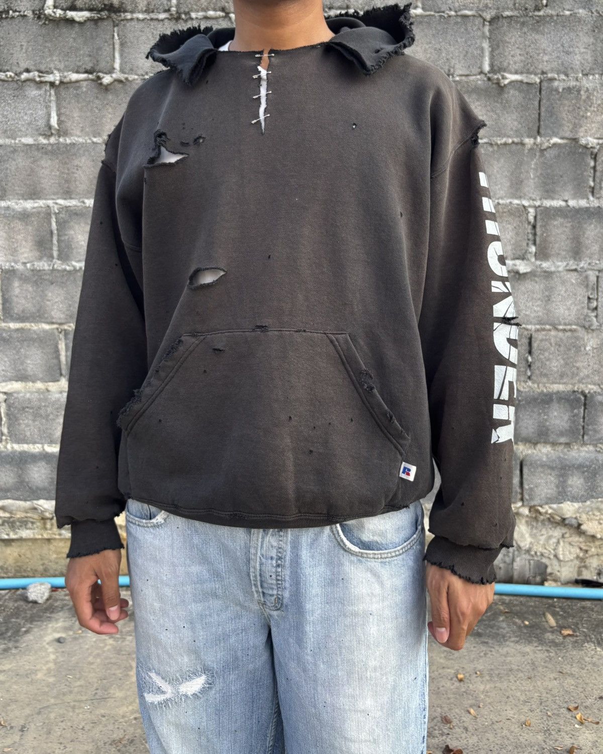 Russell Athletic Thrashed Faded Distressed Russell Hoodie ERD Grunge Size US L / EU 52-54 / 3 - 2 Thumbnail