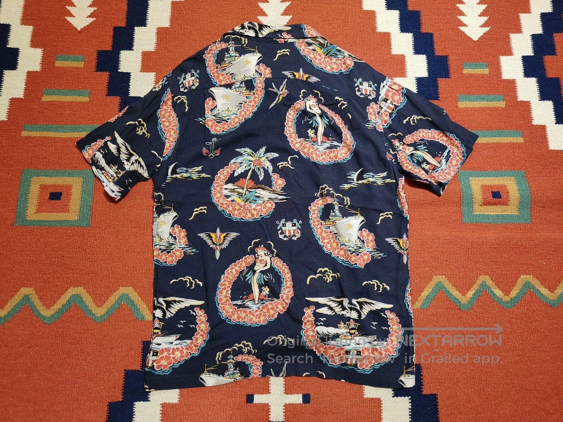 RRL Ralph Lauren RRL Aloha Military Print Short Sleeve Shirt. Size US S / EU 44-46 / 1 - 8 Thumbnail