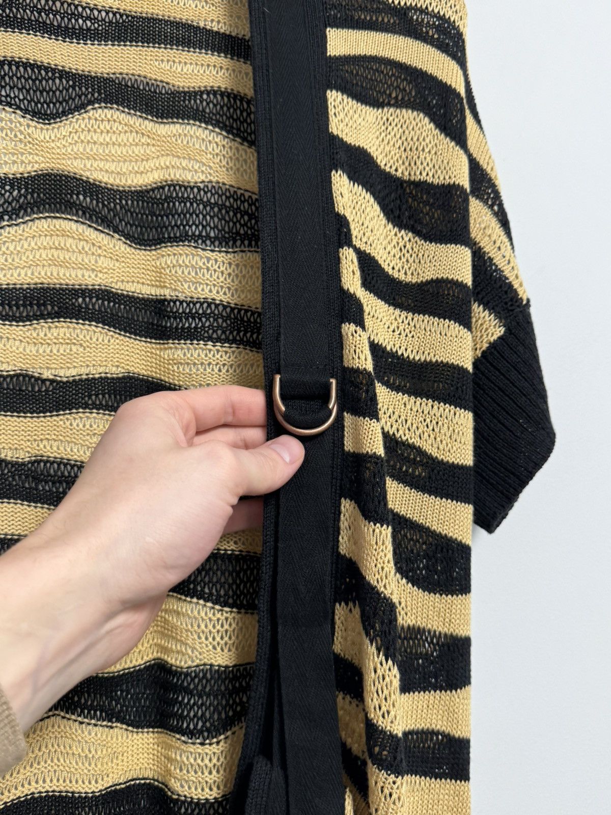 Diesel DIESEL Brand Black Beige Stripe Knit Sweater Cardigan Bolero Size XS / US 0-2 / IT 36-38 - 19 Thumbnail