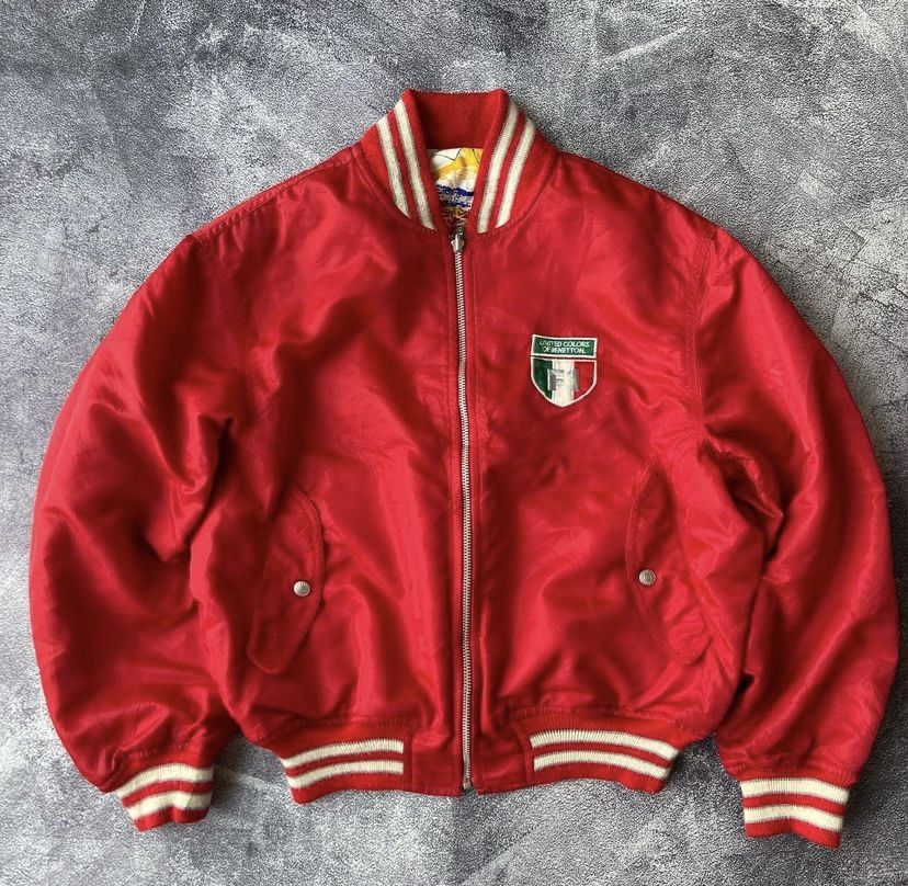 image of Bomber Jacket Benetton Reversible Benetton Formula in Red, Men's (Size Medium)