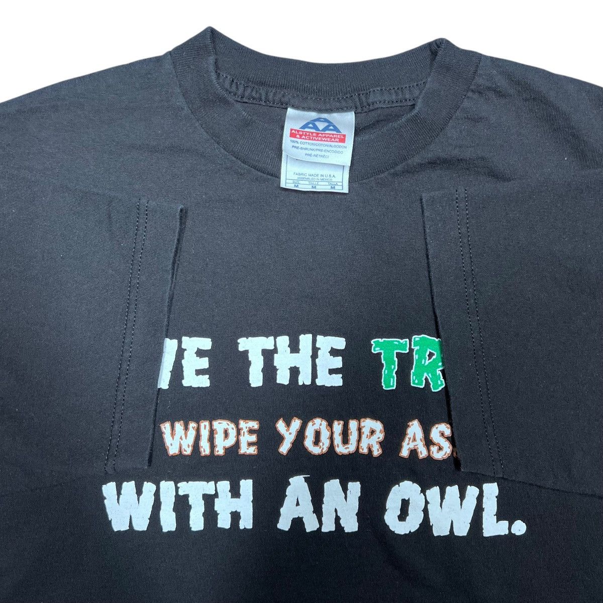 Vintage 2000s Save The Trees Wipe Your Ass With An Owl Nature Tee Size US M / EU 48-50 / 2 - 2 Thumbnail
