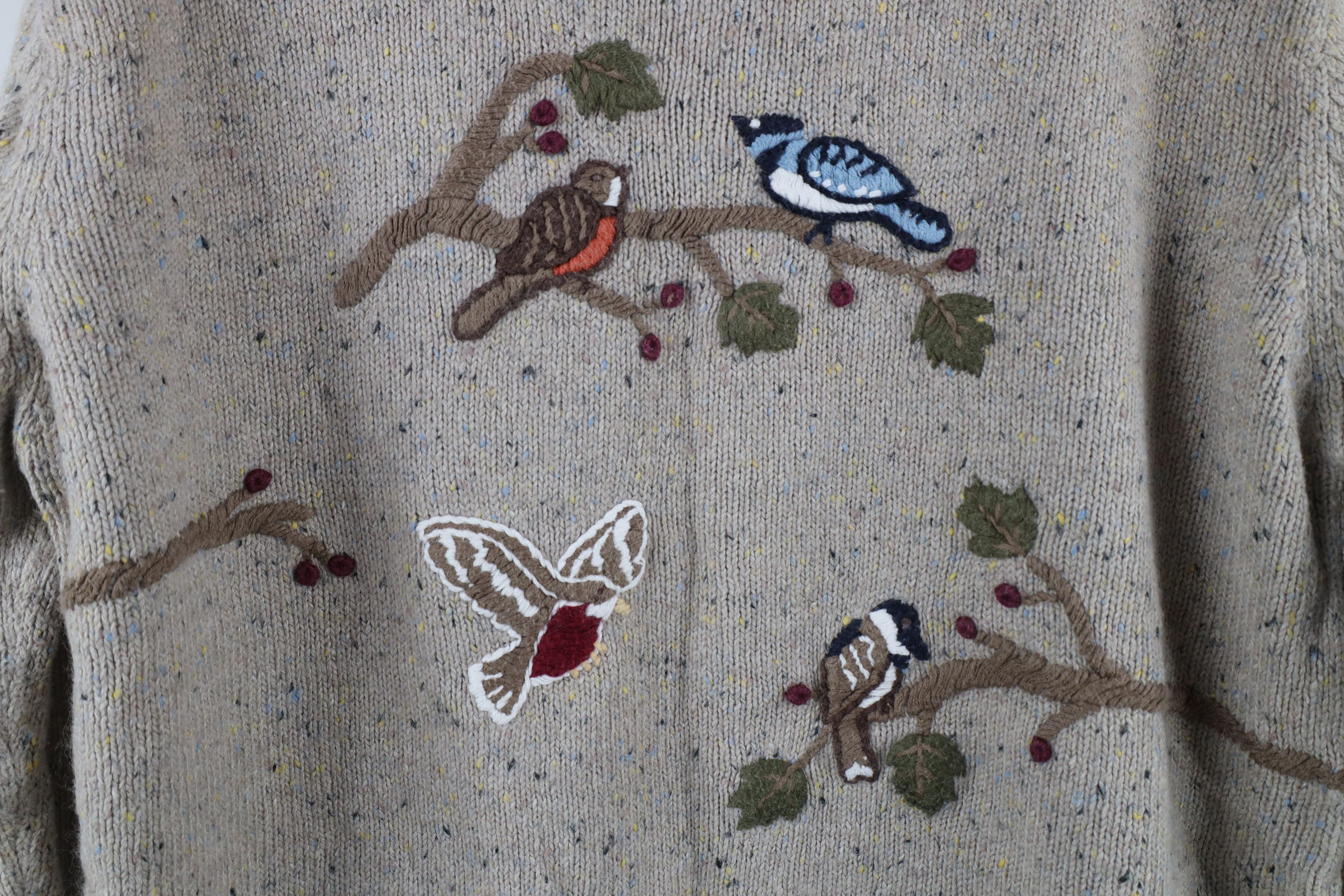Vintage Vintage 90s Streetwear Embroidered Knit Cardigan Sweater Size L / US 10 / IT 46 - 11 Thumbnail