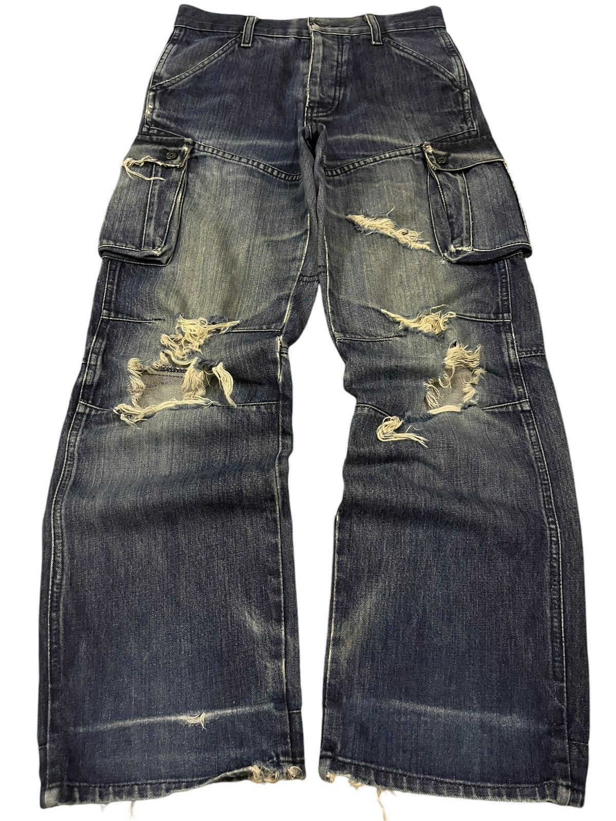 G-Star Vintage G Star Raw Blue Washed Cargo Ripped Distressed Jeans Size US 30 / EU 46 - 1 Thumbnail