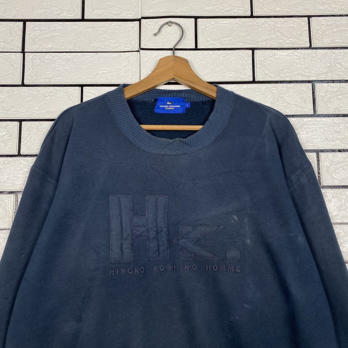 Japanese Brand 📌Vintage Sweatshirt Hiroko Koshino Homme Big Logo Size US L / EU 52-54 / 3 - 4 Thumbnail