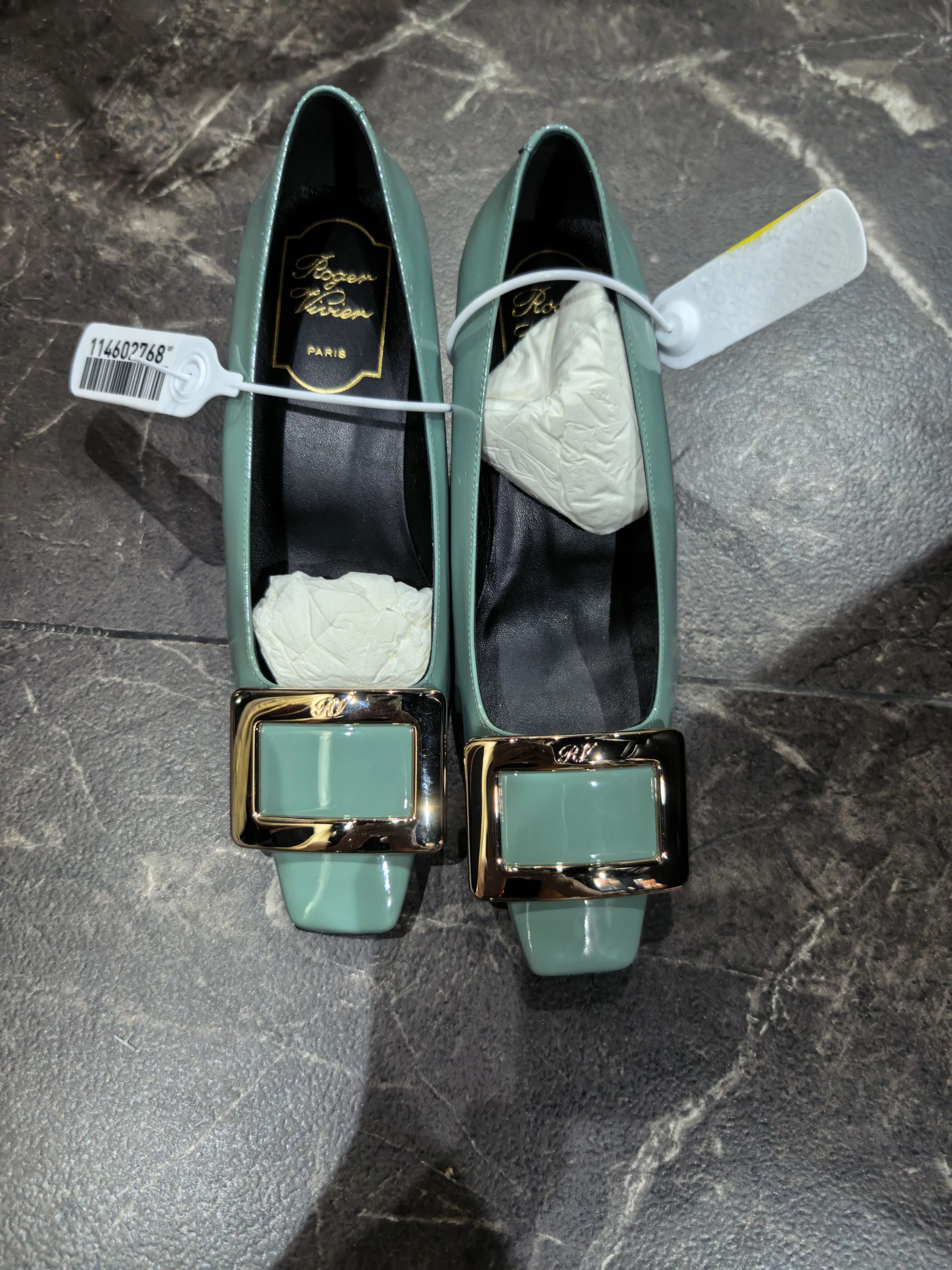 Roger Vivier RV New Square Buckle Patent Leather Heels 34 Size US 4 / IT 34 - 1 Thumbnail