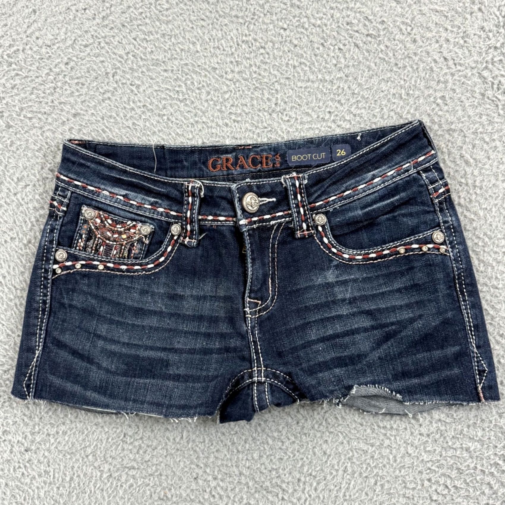Grace in LA Grace In LA Denim Shorts Women 26 Blue Mid Rise Cut-Off Stretch Vintage No Size 26" / US 2 / IT 38 - 2 Thumbnail