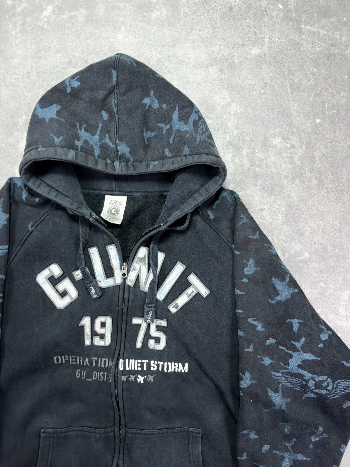 G-Unit G-Unit Big Logo Camo Sleeves Faded Baggy Zip Hoodie XXL Size US XXL / EU 58 / 5 - 4 Thumbnail