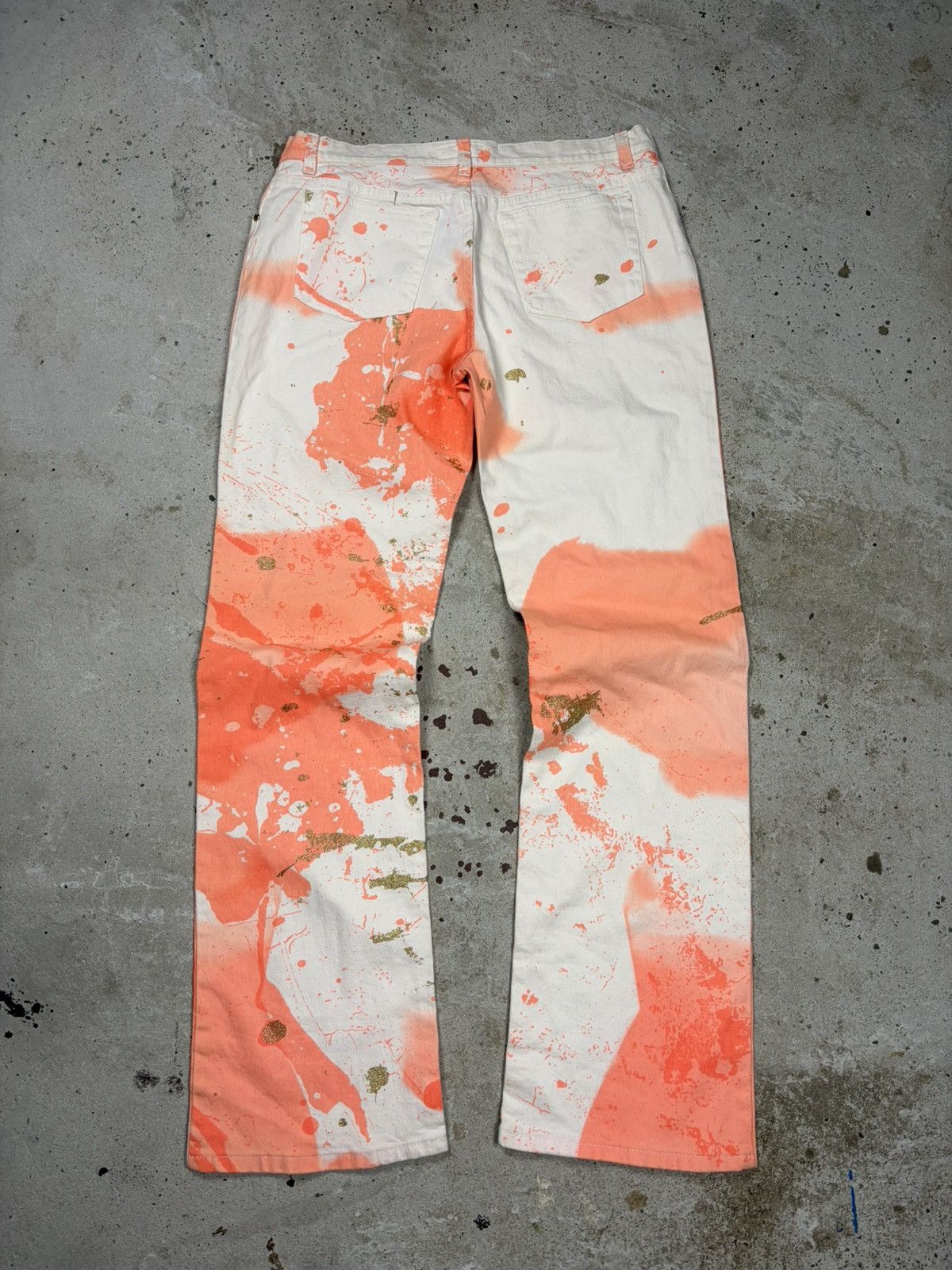 Roberto Cavalli SS 2001 Roberto Cavalli Gold Splash Painter Bootcut Pants Size 32" / US 10 / IT 46 - 3 Thumbnail