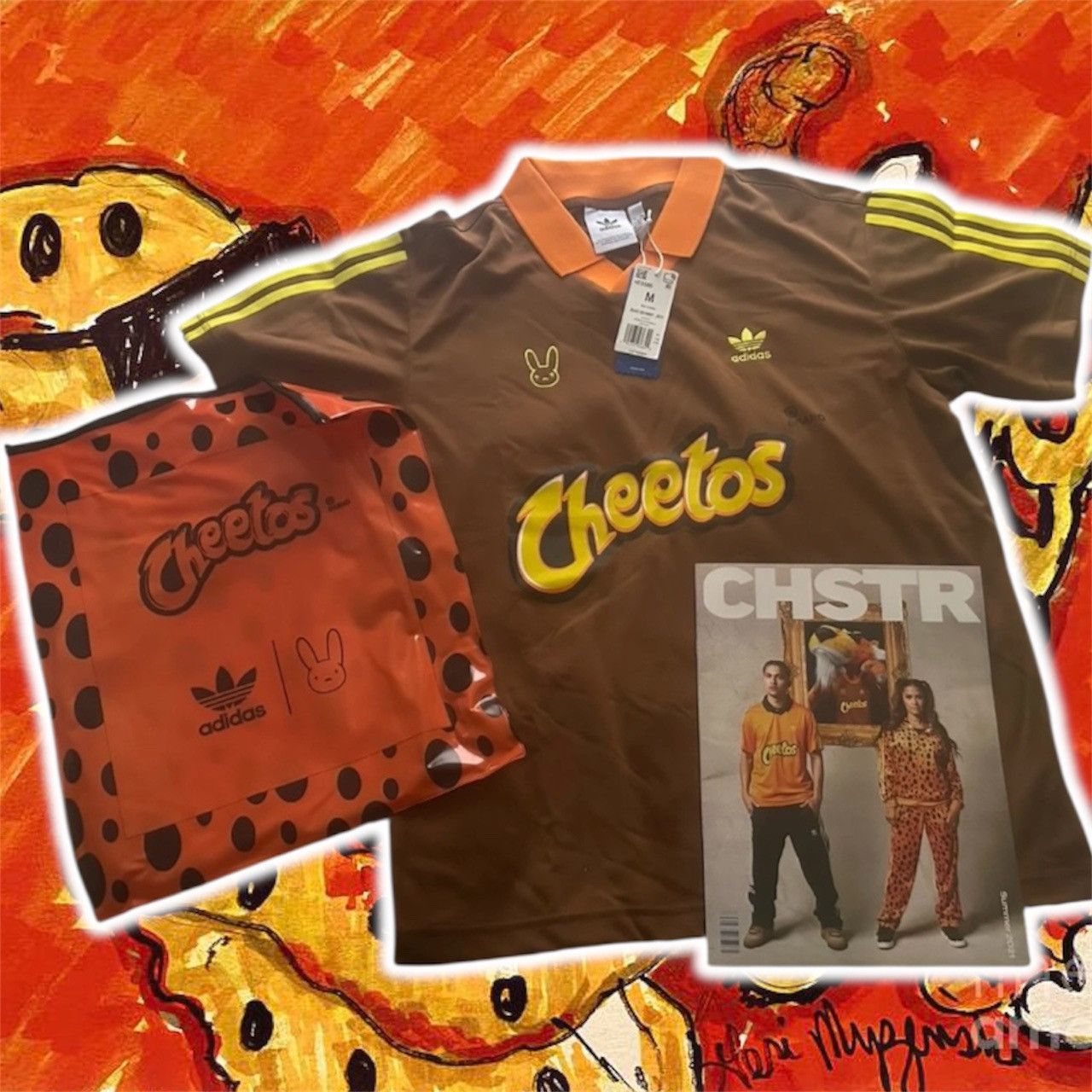 Adidas Bad Bunny 🐰 Cheetos 🧀 Adidas tracksuit Size US 31 - 12 Thumbnail