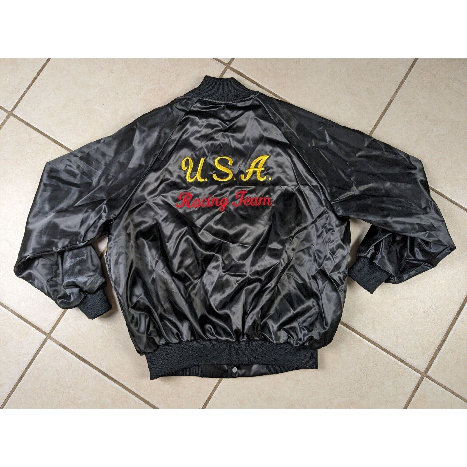 Other Vtg USA Racing Team Satin Bomber Snap Button Jacket Auburn Size US L / EU 52-54 / 3 - 1 Thumbnail