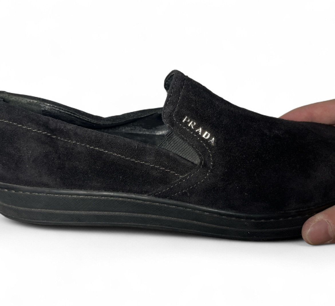Prada Women Prada sports suede black flat bottom slip on shoes Size US 8 / IT 38 - 8 Thumbnail