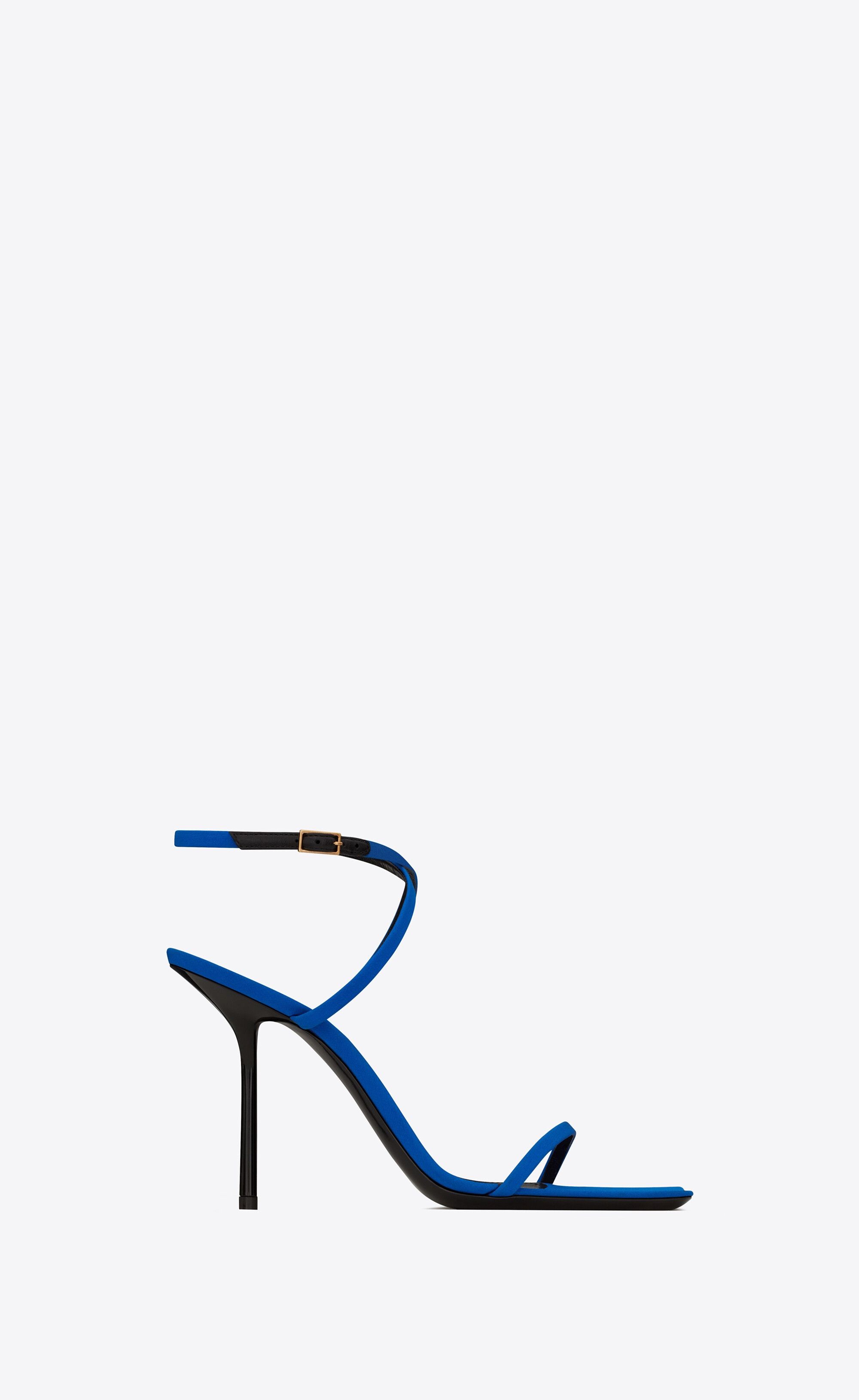Saint Laurent Paris o1s1wg111224 Nuit Sandals in Crepe de Chine in Blue Size US 7 / IT 37 - 1 Thumbnail