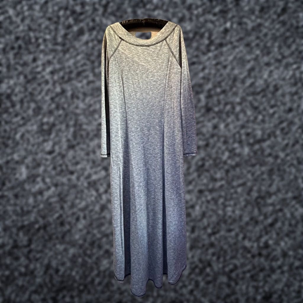 Anthropologie Puella Womens Knit Gray Boat Neck Maxi Dress L Hi-Low A-Line Knitwear Casual Sweater Dress Size L / US 10 / IT 46 - 1 Thumbnail