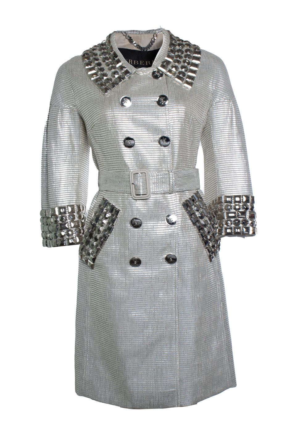 Burberry Burberry, silver metallic trench coat Size XS / US 0-2 / IT 36-38 - 1 Thumbnail