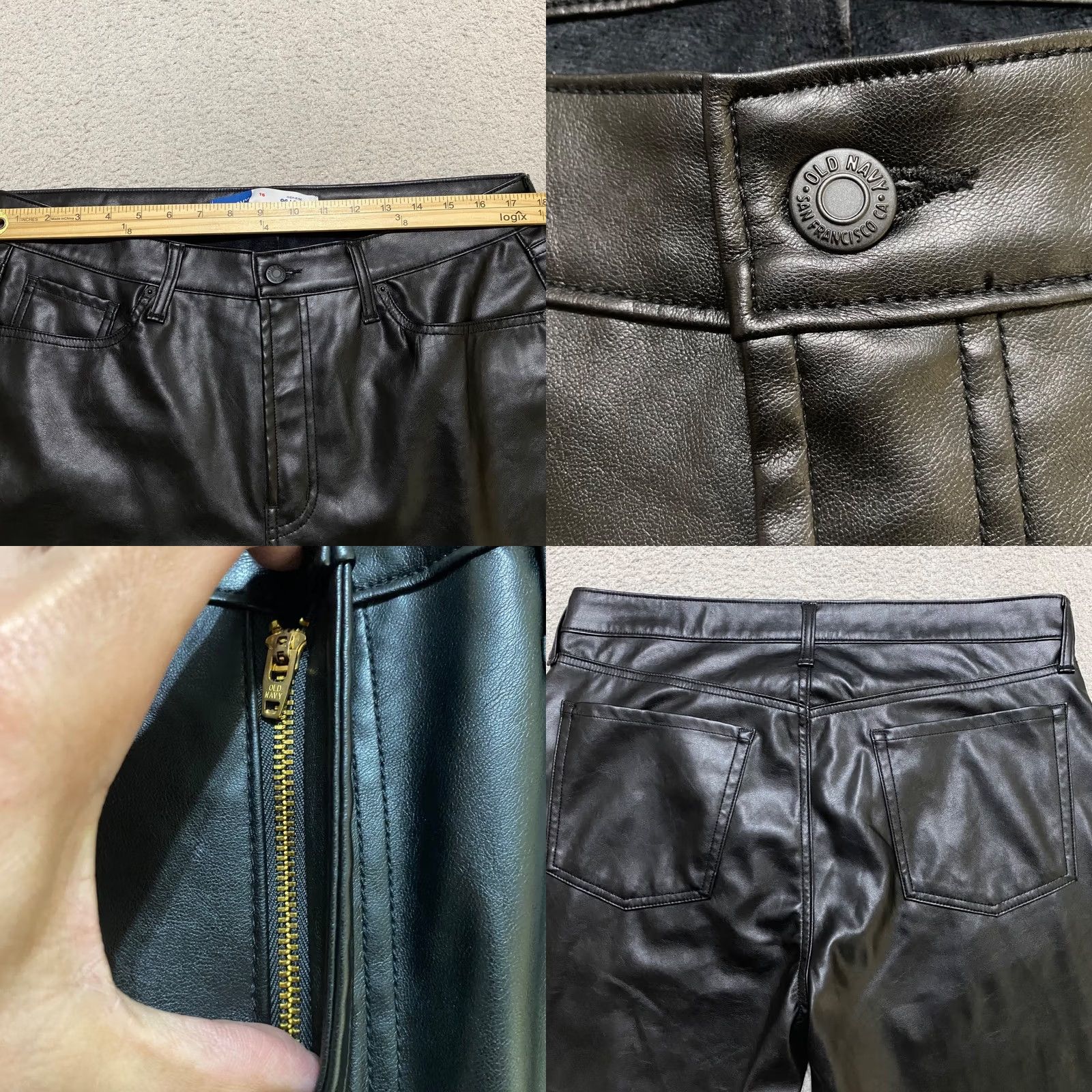 Old Navy Old Navy Pants Womens 16 Black High-Rise Faux Leather Straight Ankle Regular Size 16 Black Size 38" / US 16 / IT 52 - 8 Thumbnail
