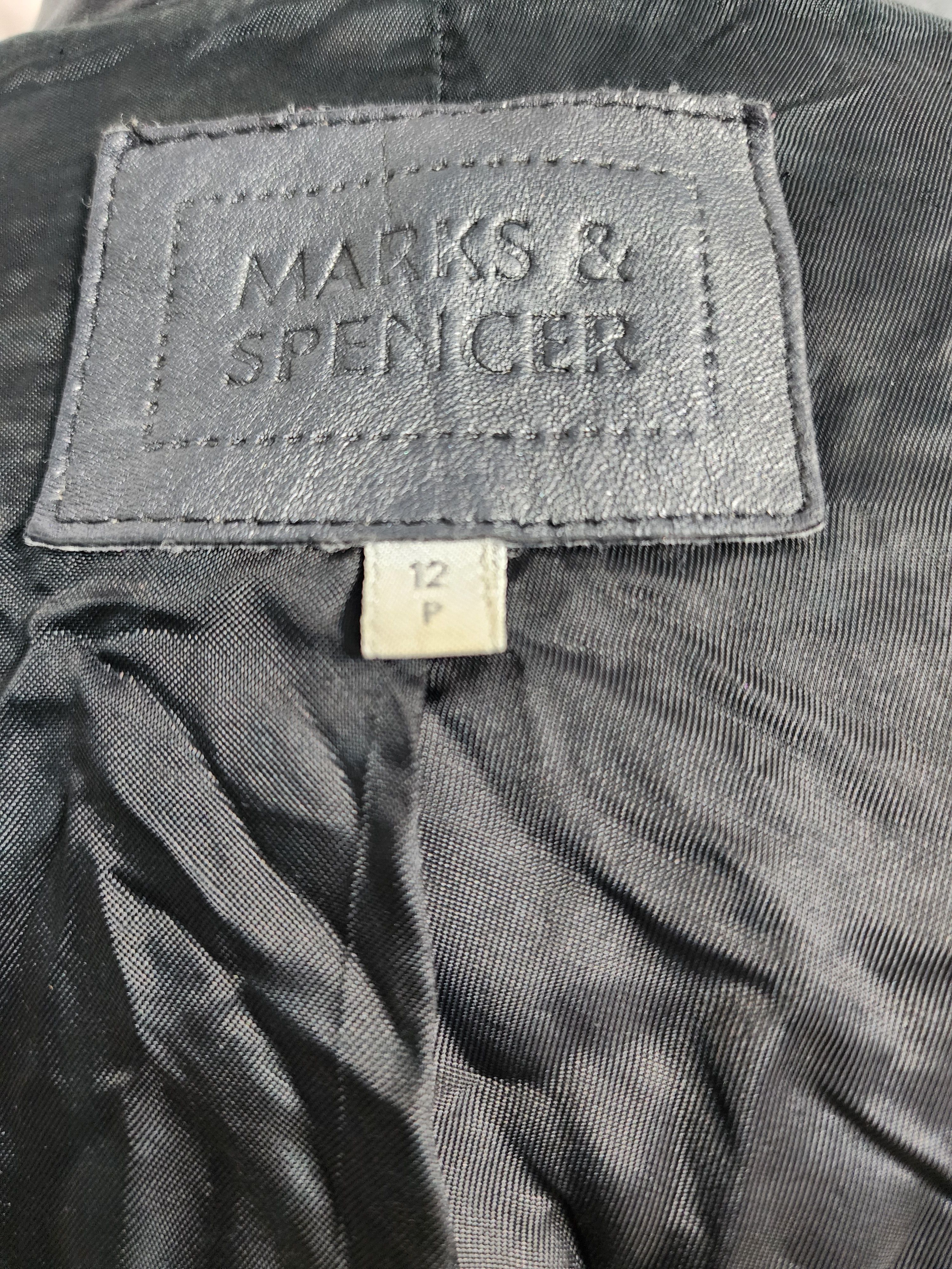 Marks & Spencer Gray Leather Jacket: Women's Sport Jacket with Metal Zipper Size M / US 6-8 / IT 42-44 - 8 Thumbnail