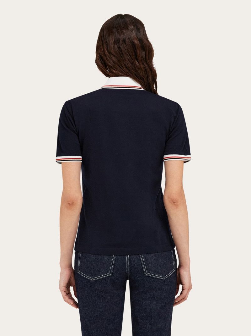 Salvatore Ferragamo o1s1rm0126 Two-Tone Polo Shirt in Navy Blue Size L / US 10 / IT 46 - 4 Thumbnail