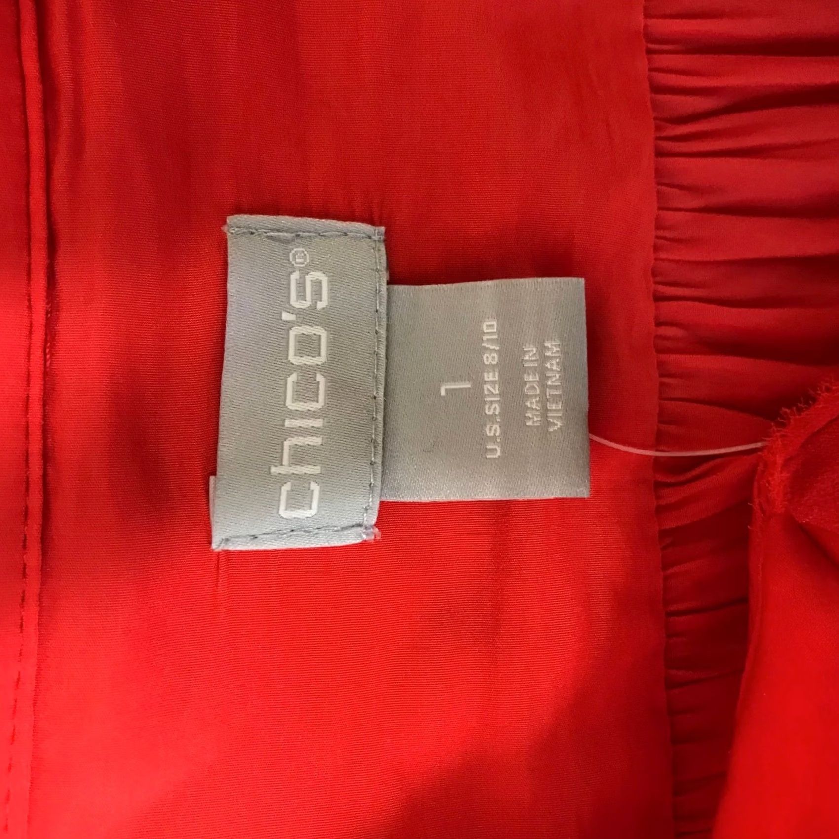 Vintage VINTAGE Chico's Chicos Red Grommet Button Front Blouse Mandarin Collar 3/4 Sleeve Size 10 Womens Red Blouse Size L / US 10 / IT 46 - 7 Thumbnail