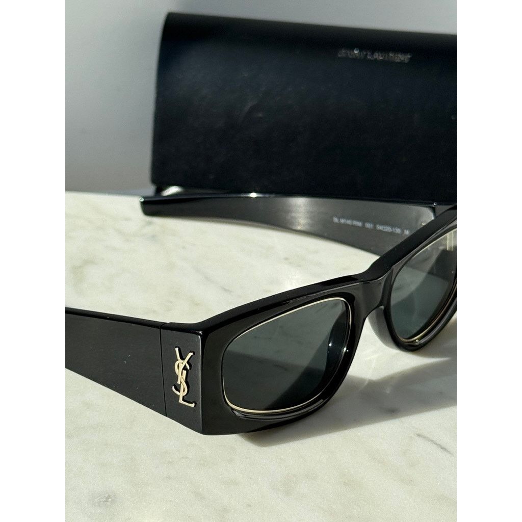 Saint Laurent Paris NEW Saint Laurent SLM140 Rim Black Gold Sunglasses Size ONE SIZE - 3 Thumbnail