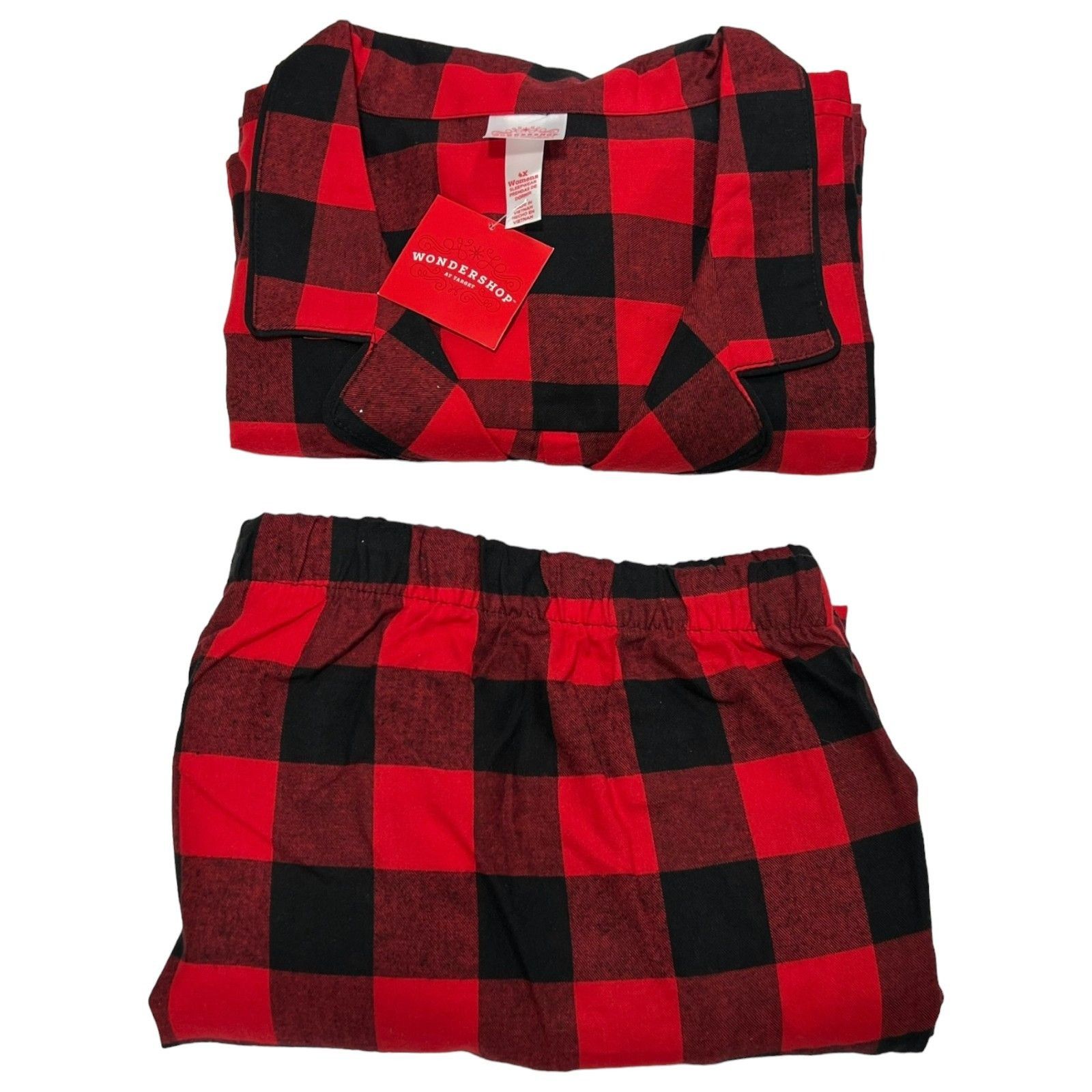 Other Wonder Shop - Women's Red Buffalo Check Flannel Pajama Set - Size ONE SIZE - 19 Thumbnail