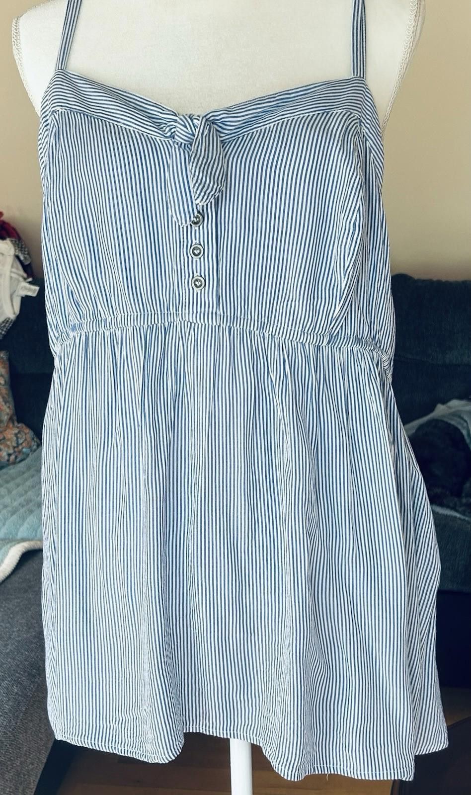 Other Torrid White Blue Stripe Plus Size 2 100% Rayon Boho Coastal Size XXL / US 16-18 / IT 52-54 - 1 Thumbnail