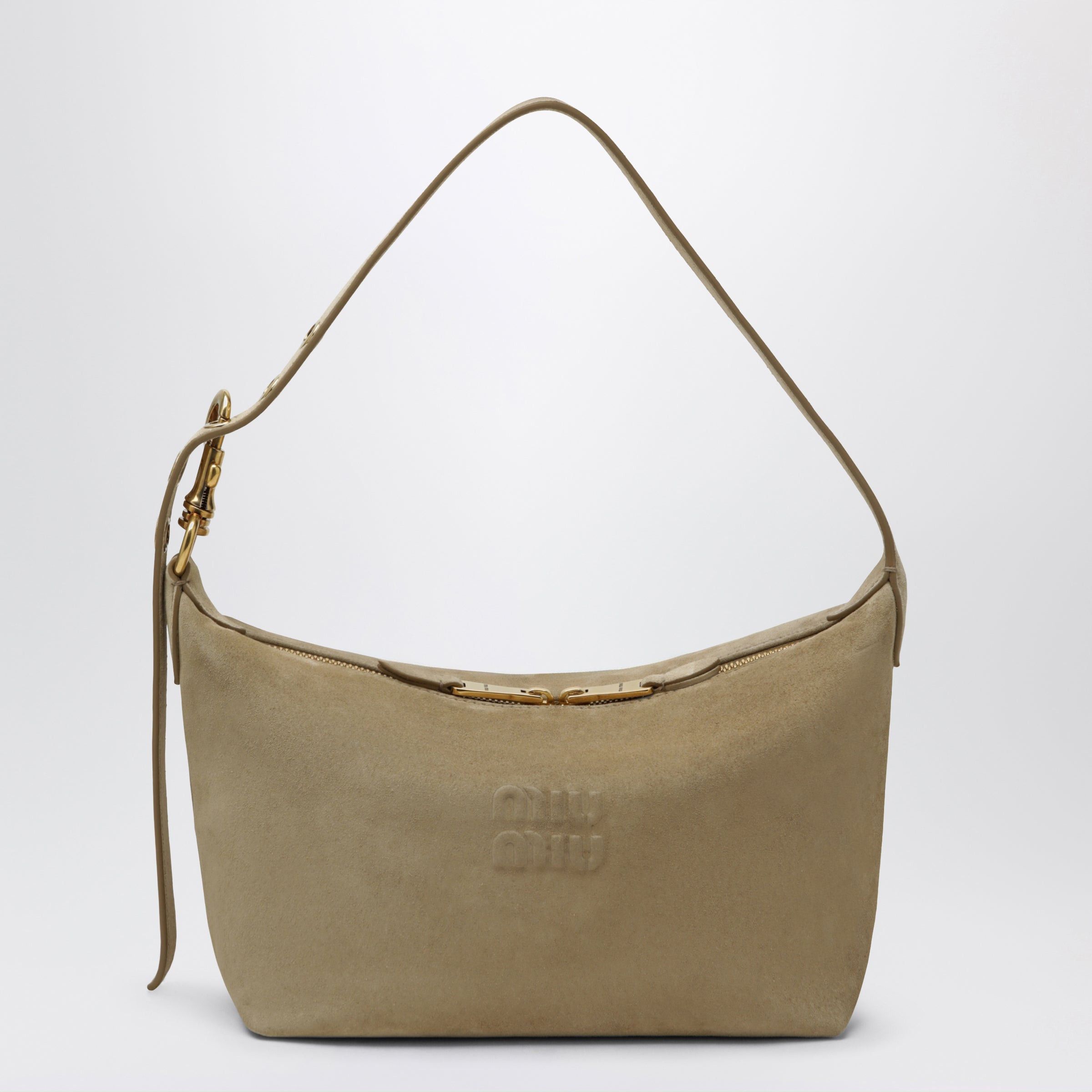 Miu Miu Miu Miu Suede Leather Bowling Bag In Ecru Size ONE SIZE - 1 Thumbnail
