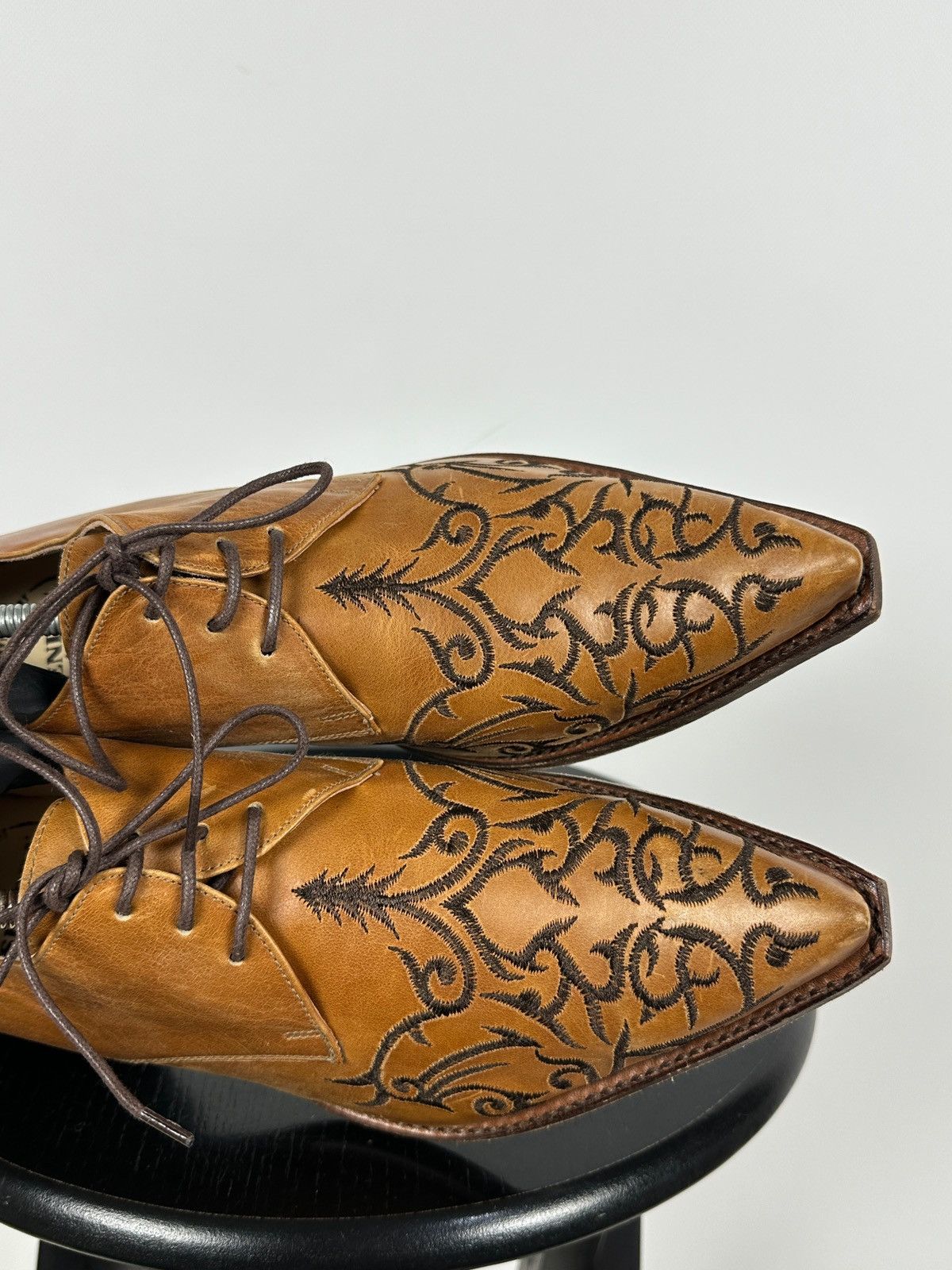 Sendra 7650 Sendra Brown Leather Embroidered Western Derby Shoes Size US 7 / EU 40 - 21 Thumbnail