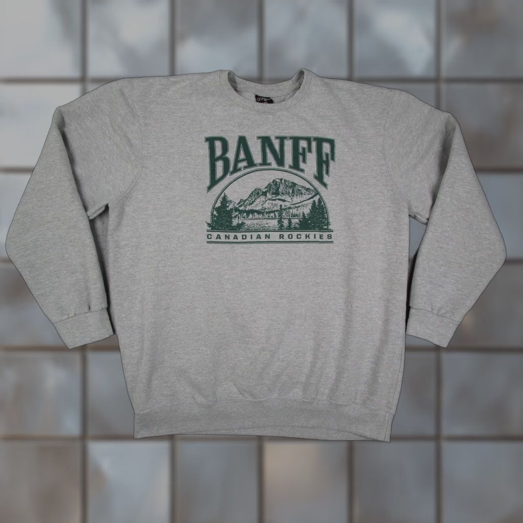Vintage River Wear Sweatshirt Mens 2XL Gray Banff Canadian Rockies Pullover Fleece Size US XXL / EU 58 / 5 - 1 Thumbnail
