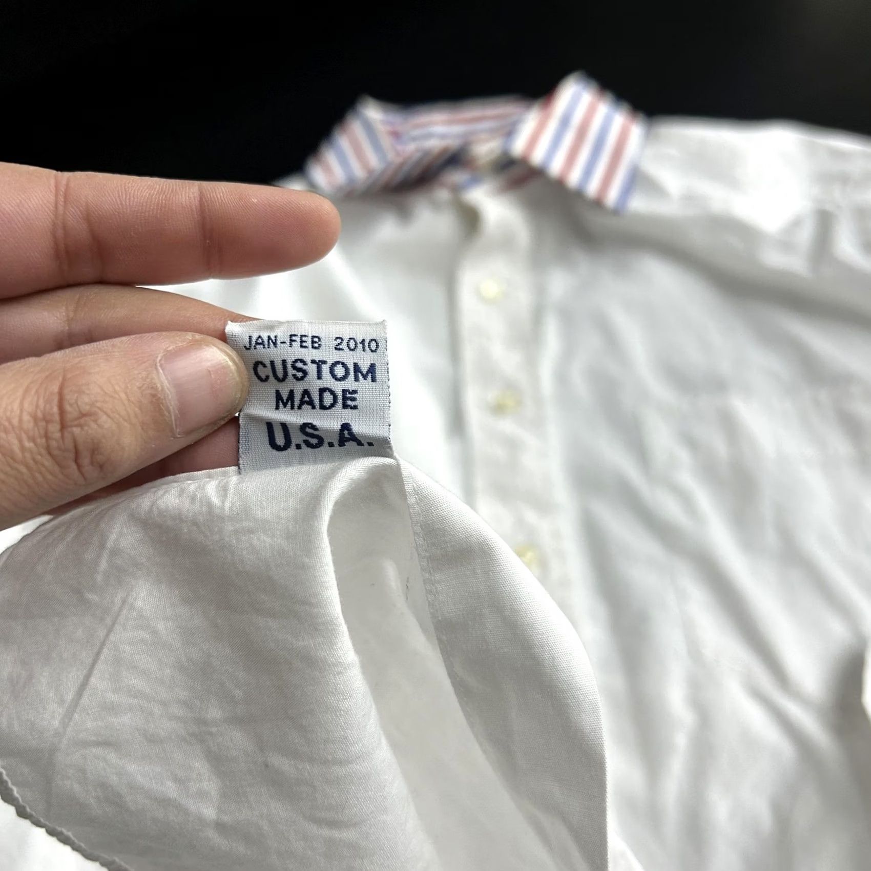 Vintage VINTAGE Frank Cicco Shirt Mens Large White Contrast Stripe Collar Cuffs Custom USA Size US L / EU 52-54 / 3 - 5 Thumbnail