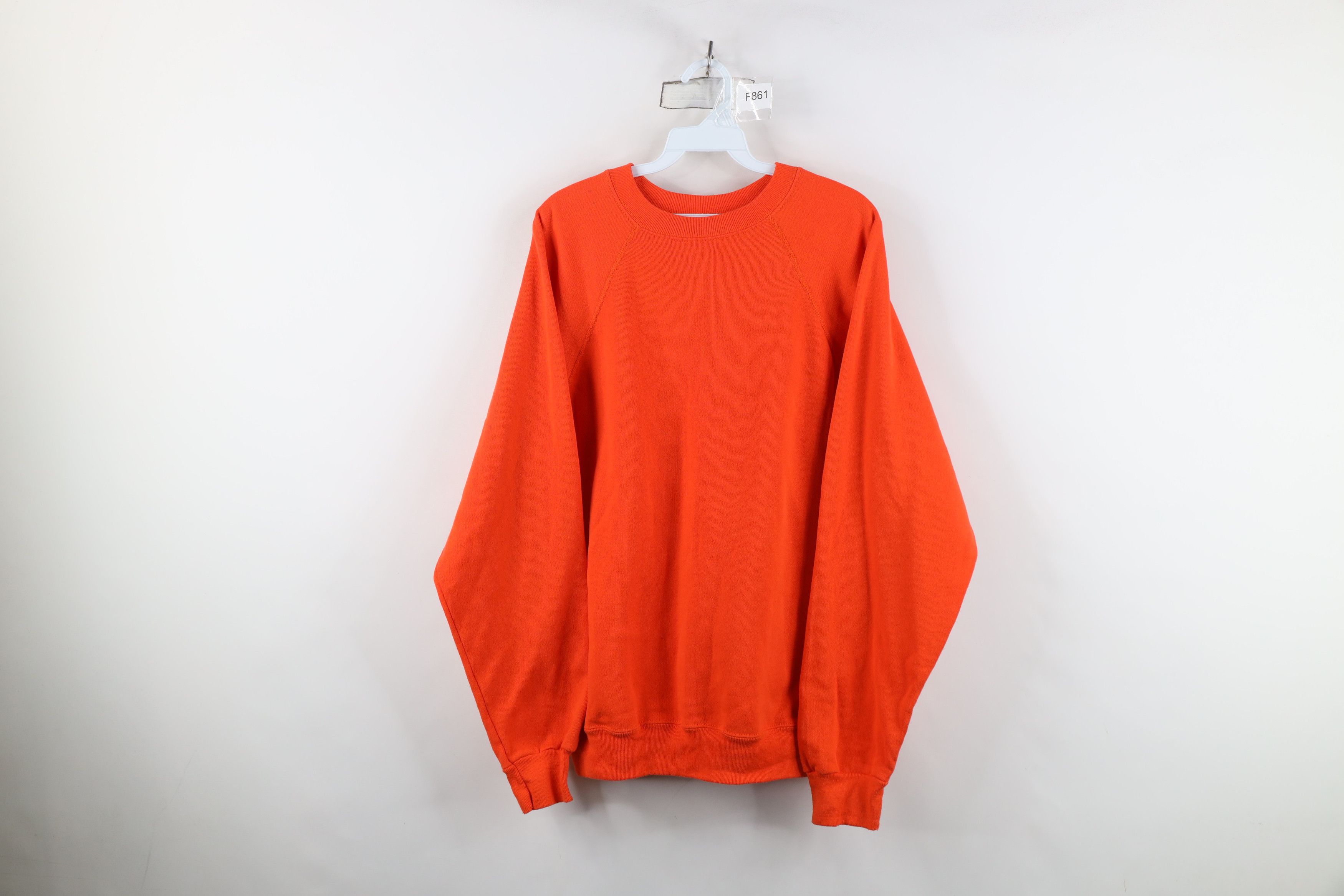 Vintage Vintage 90s Streetwear Blank Raglan Sweatshirt Orange USA Size US L / EU 52-54 / 3 - 1 Thumbnail