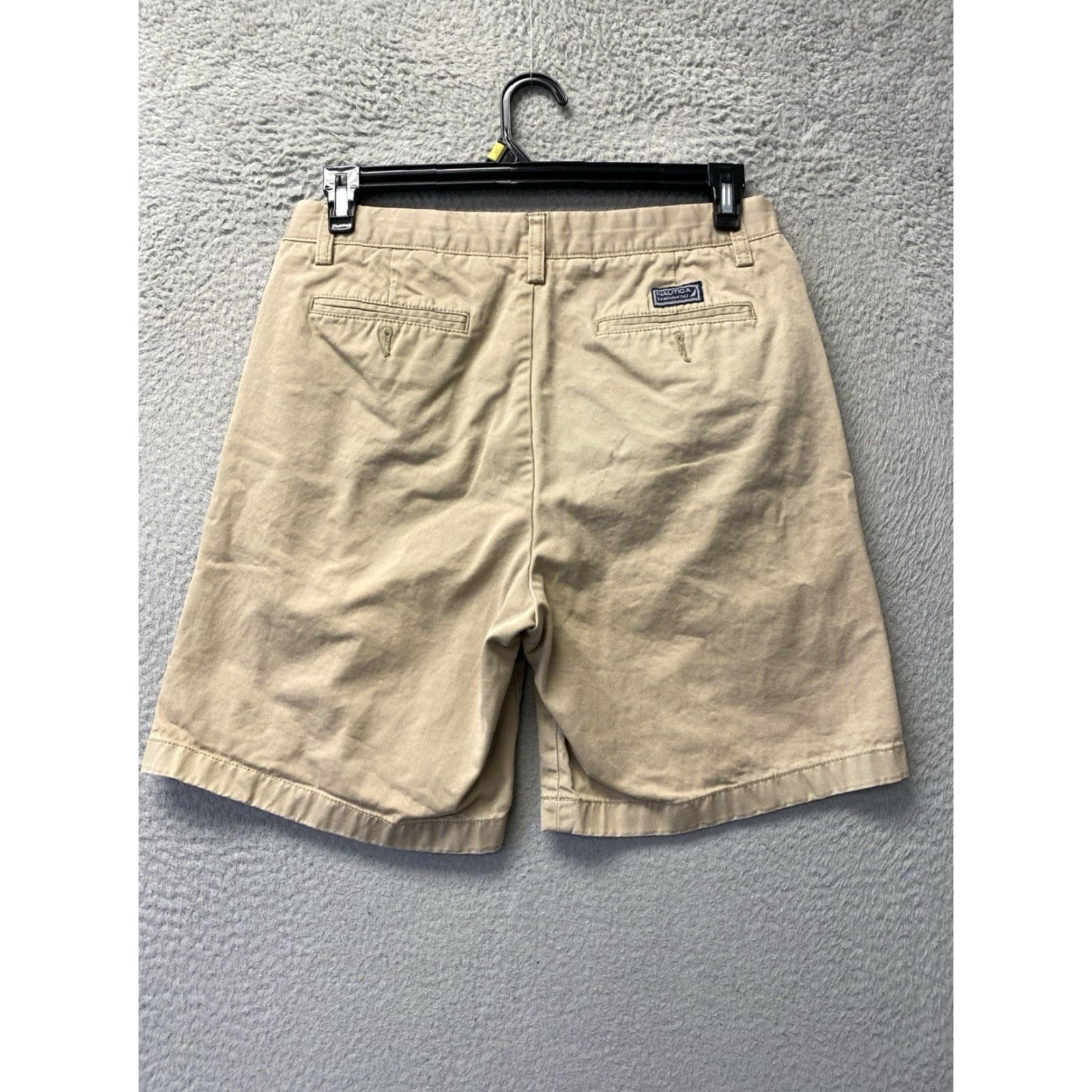 Nautica Nautica Men's Classic Fit Shorts Khaki Tan Cotton 9in Inseam Zip Button Pockets Casual Golf/Beach 32 Regular Mens Size US 32 / EU 48 - 6 Thumbnail