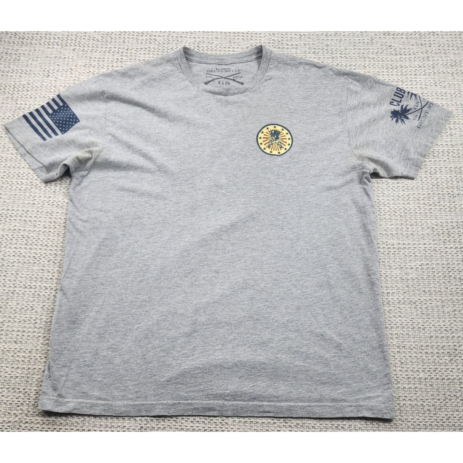 Vintage Grunt Style Shirt Mens Extra Large Gray This We'll Defend American Flag Graphic Shirt? Size US XL / EU 56 / 4 - 3 Thumbnail