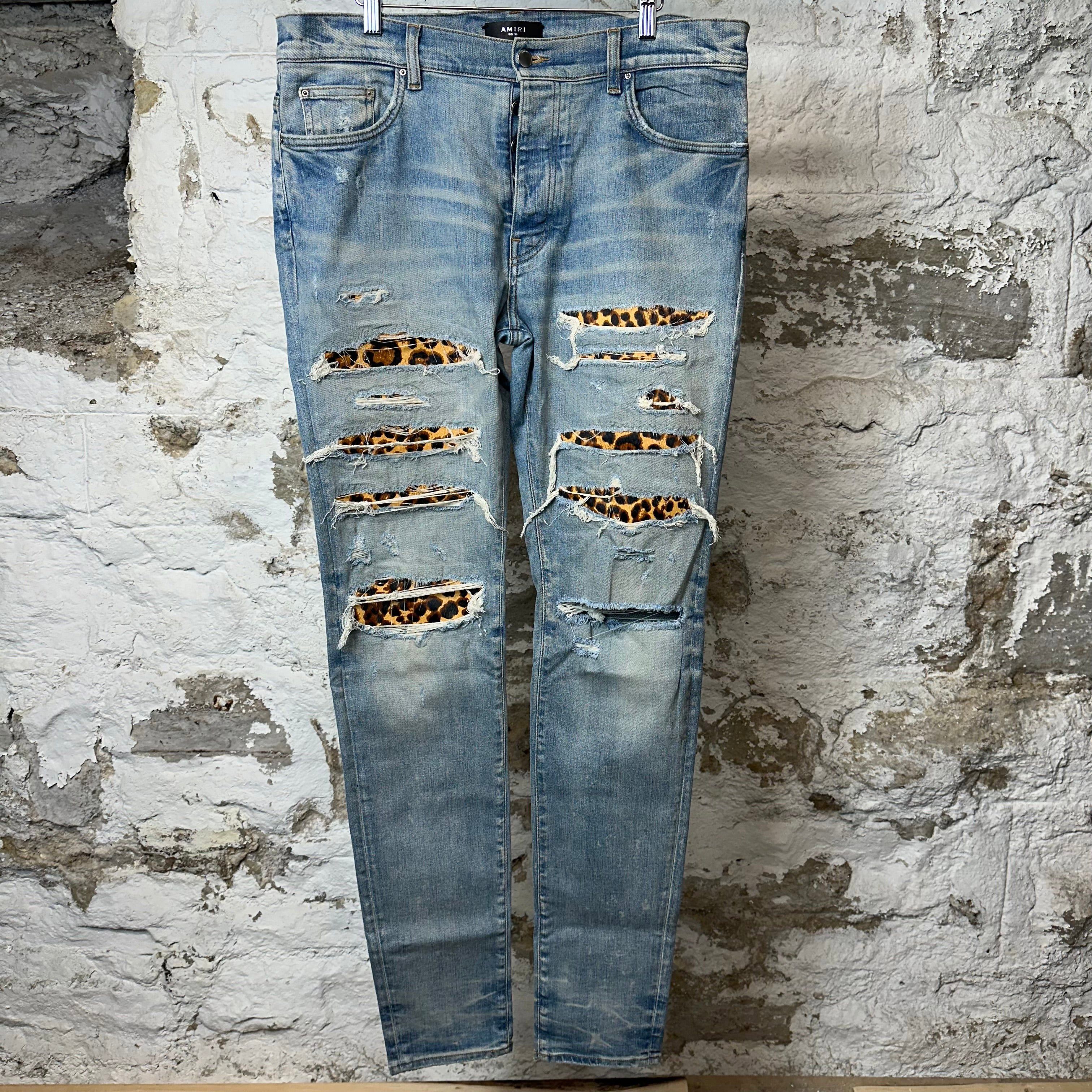 Amiri Amiri Leopard Print Thrasher Blue Denim Jeans Sz 36 Size US 36 / EU 52 - 1 Thumbnail