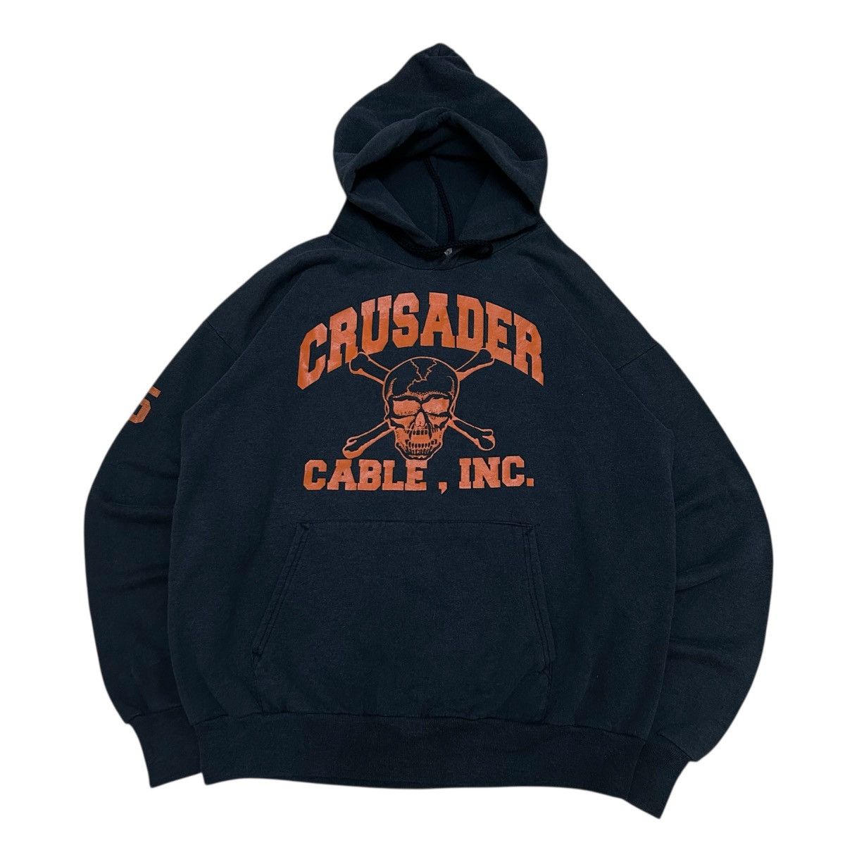 Hanes Vintage 90's Crusader Cable Inc Man Working Skull Hoodie Size US L / EU 52-54 / 3 - 1 Thumbnail