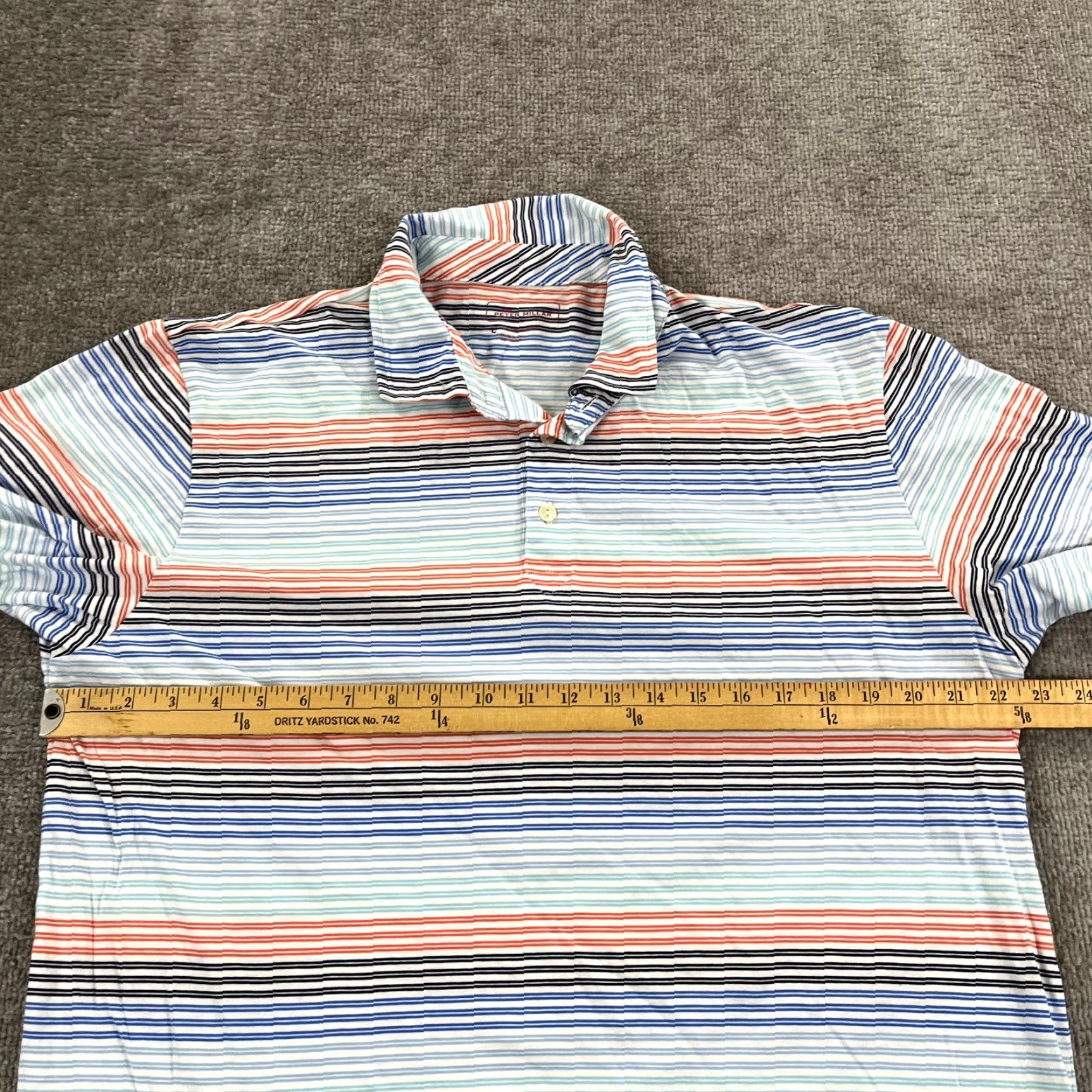 Peter Millar PETER MILLAR Polo Shirt Men Large Multicolor Striped Blue White Pima Cotton Golf Shirt Size US L / EU 52-54 / 3 - 5 Thumbnail
