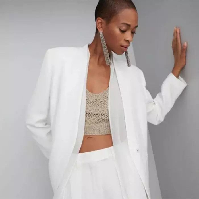 Brunello Cucinelli o1la1rc1a0425 Woven Jacket Wool in White Size XL / US 12-14 / IT 48-50 - 6 Thumbnail