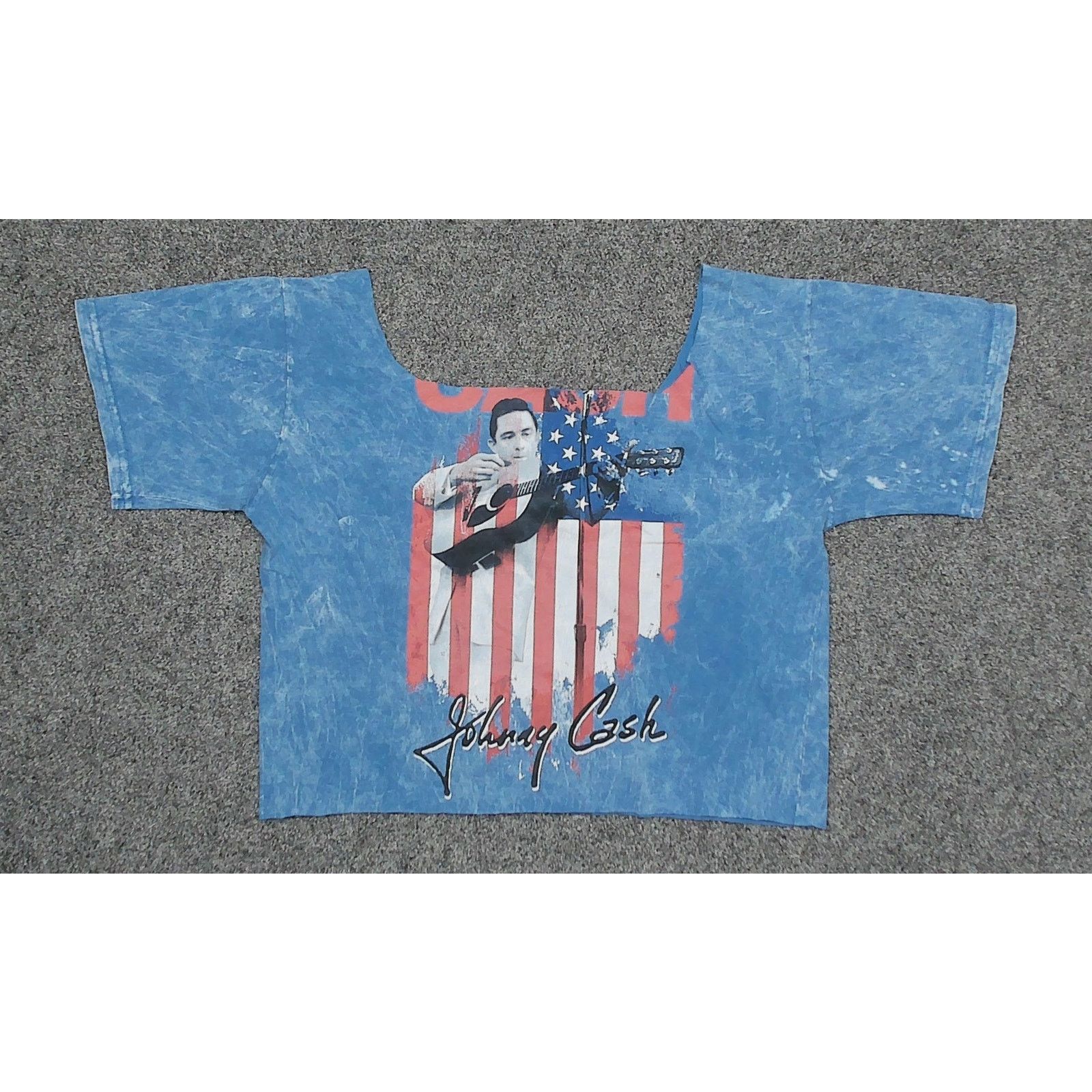 Other Custom / Vintage Style - Johnny Cash Acid Wash Boxy Crop Tee Size L / US 10 / IT 46 - 7 Thumbnail