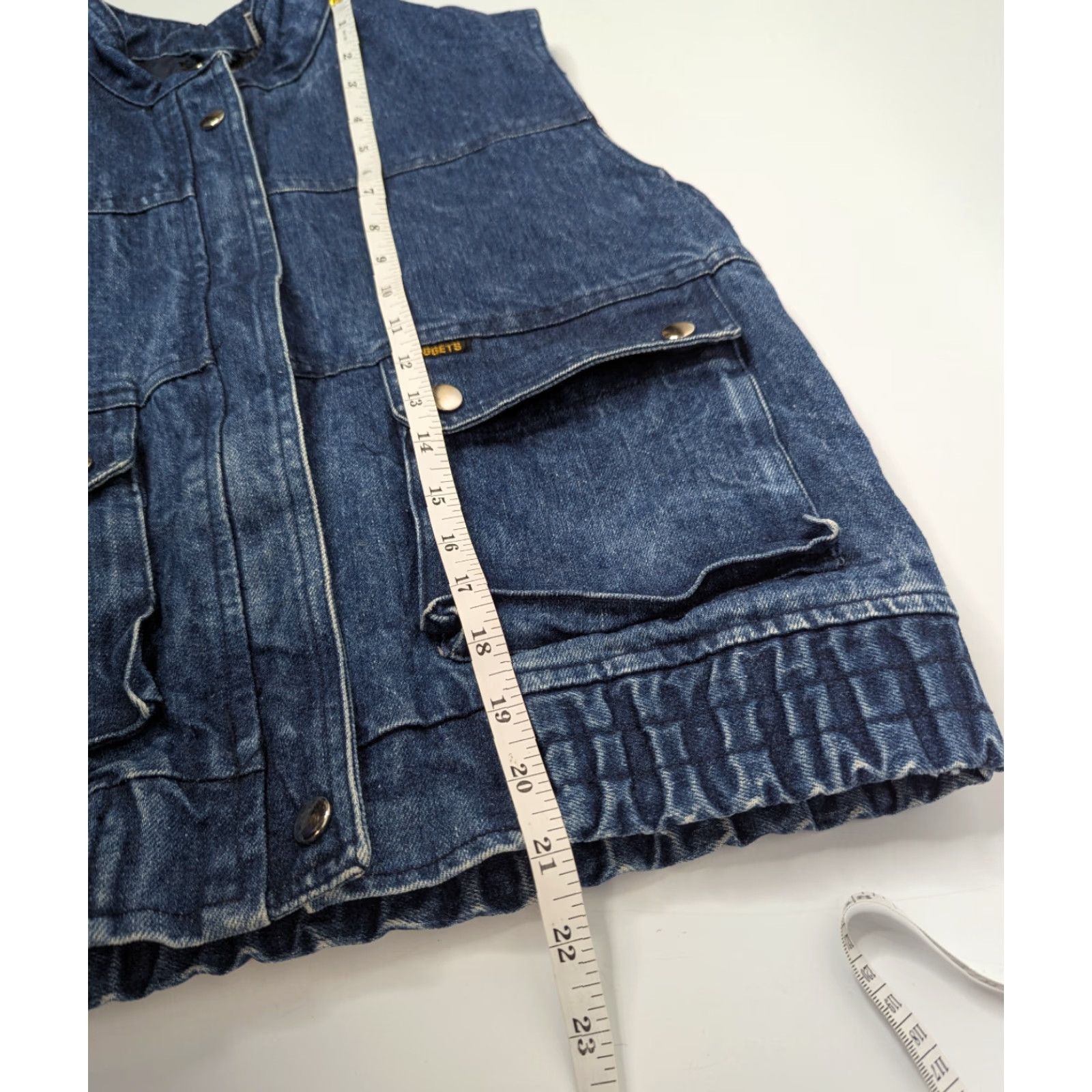 Lee VINTAGE Nuggets Lee Golden Nugget Women's M Cropped Jean Vest Jacket Denim Blue Cotton Nylon Lining Retro Style Women’s Jacket Vest Short Jacket Size 32" / US 10 / IT 46 - 4 Thumbnail
