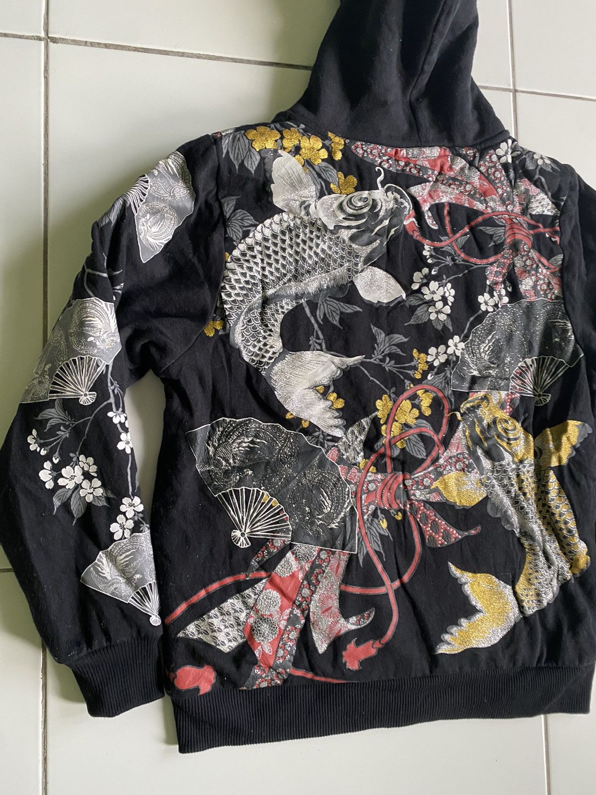 Japanese Brand Souvenir Sukajan Sherpa Zip up Black hoodie sweaters Size US M / EU 48-50 / 2 - 3 Thumbnail