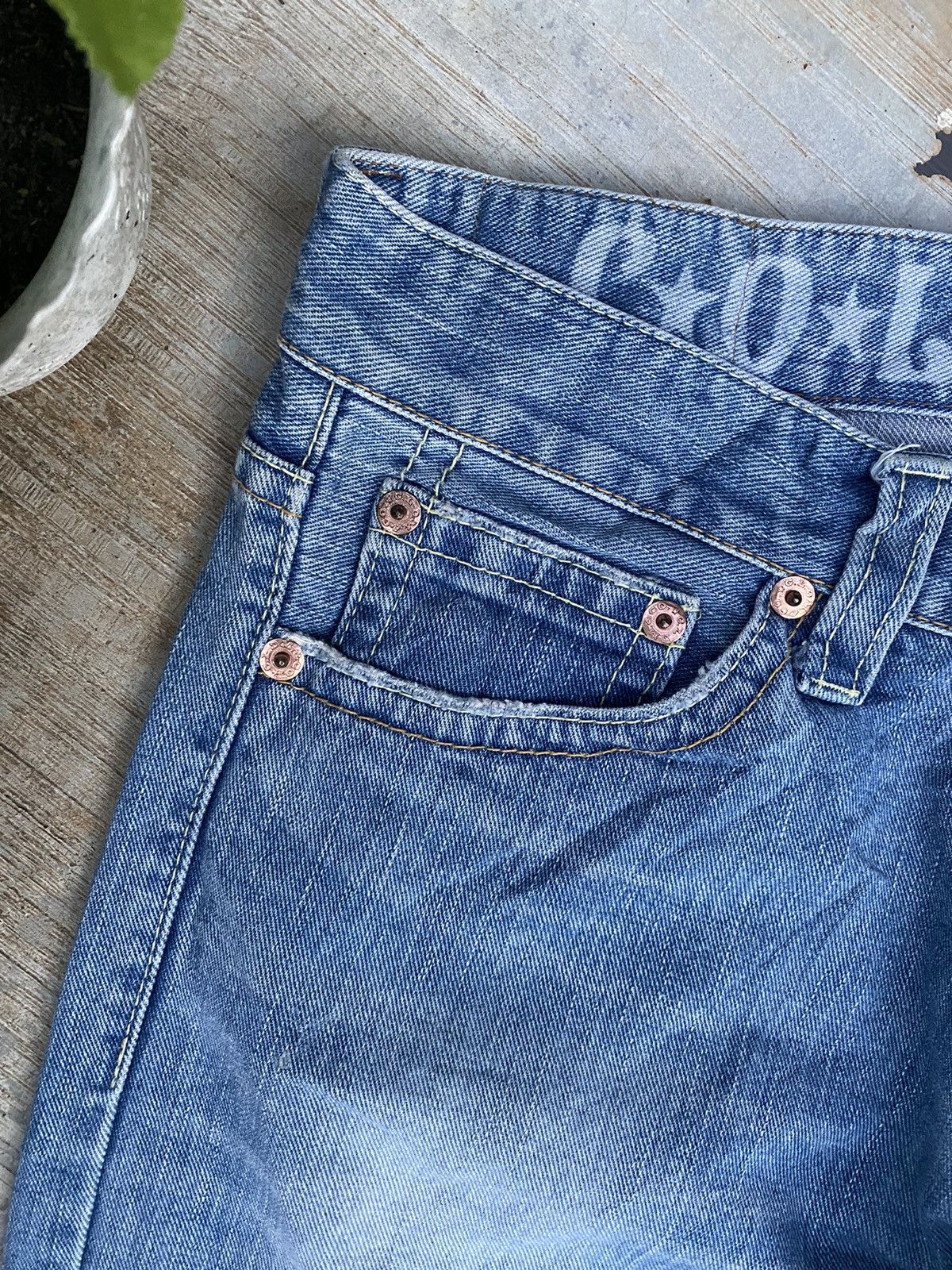 Japanese Brand Distressed Cocolulu Spellout Stone Wash Jeans Size 32" / US 10 / IT 46 - 5 Thumbnail