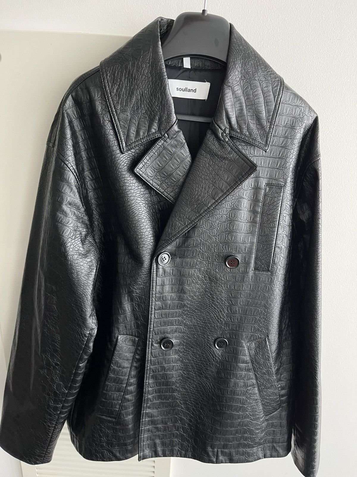 Soulland Super Rare Brand New Croc Embossed Leather Blazer Jacket Size US XL / EU 56 / 4 - 16 Thumbnail